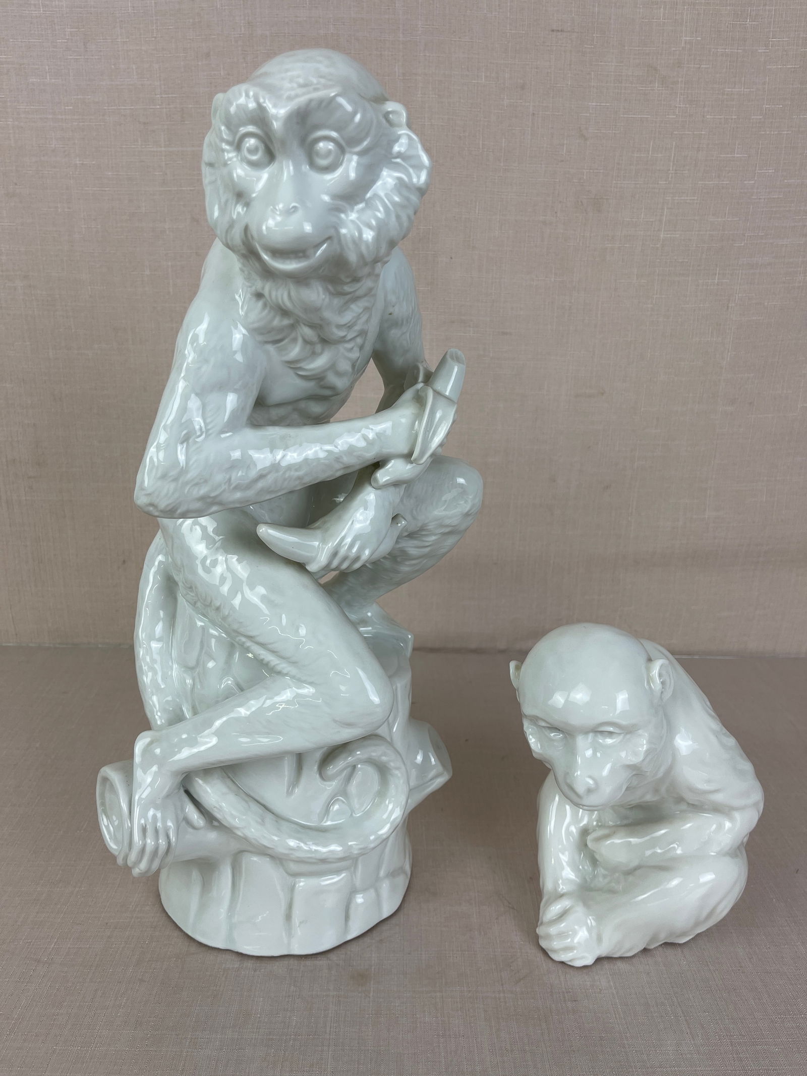 German Mid-Century Porcelain Monkey Statues (1 of 11)