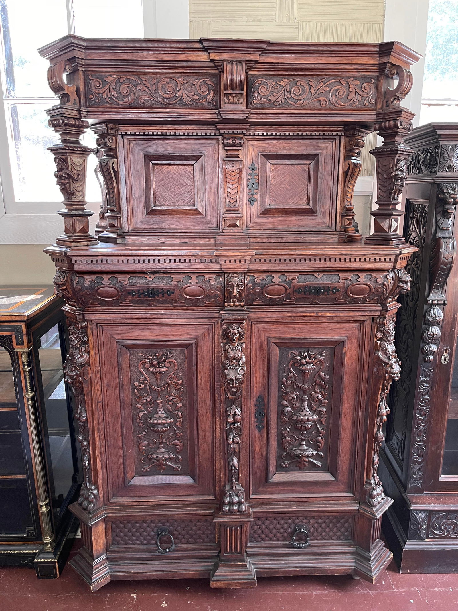 19th C. Neo-Rennaissance Heavily Carved Oak Server (1 of 19)
