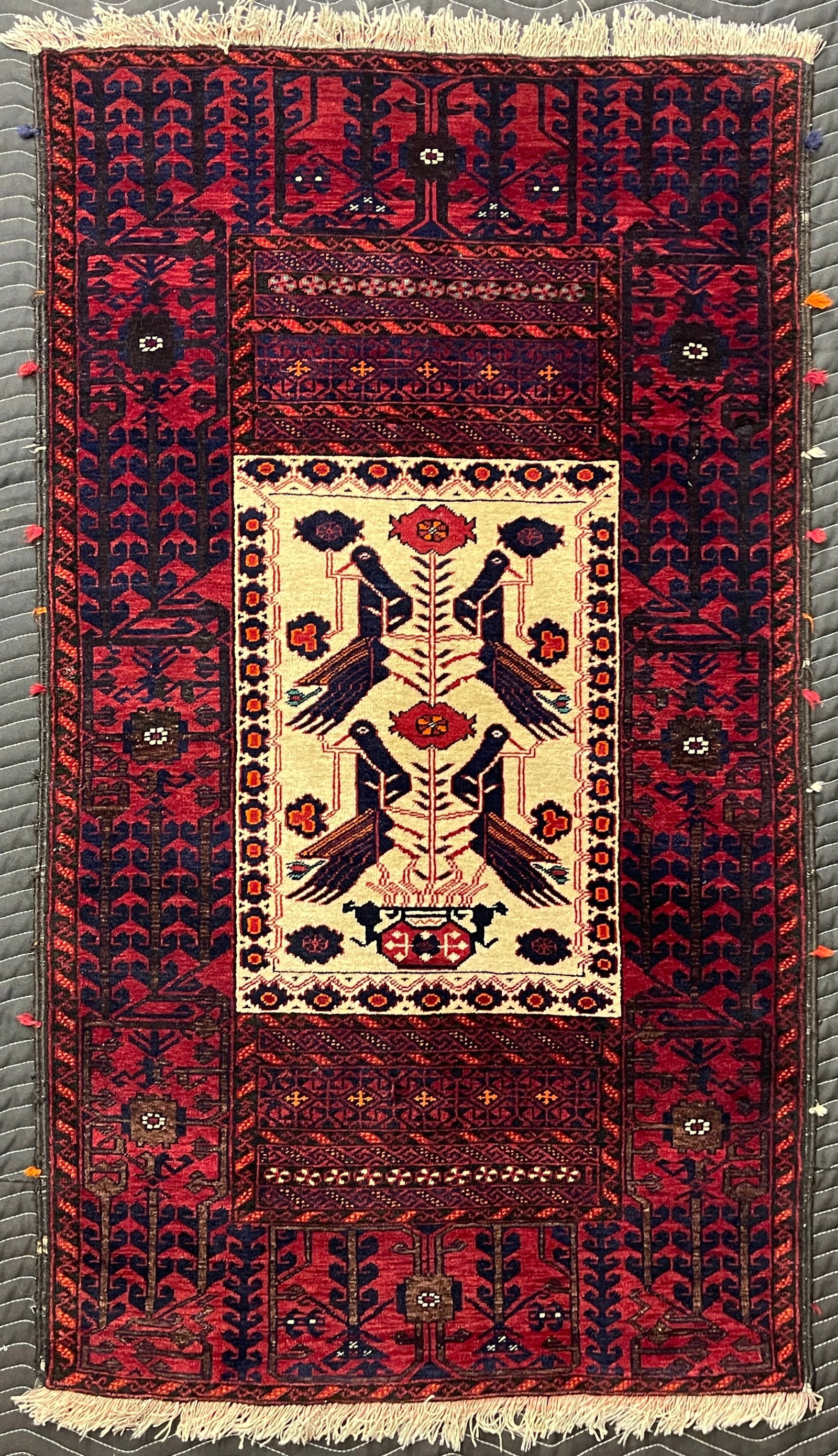 Vintage Persian Baluch: Good condition, minor discoloration. 5' x 2'10"