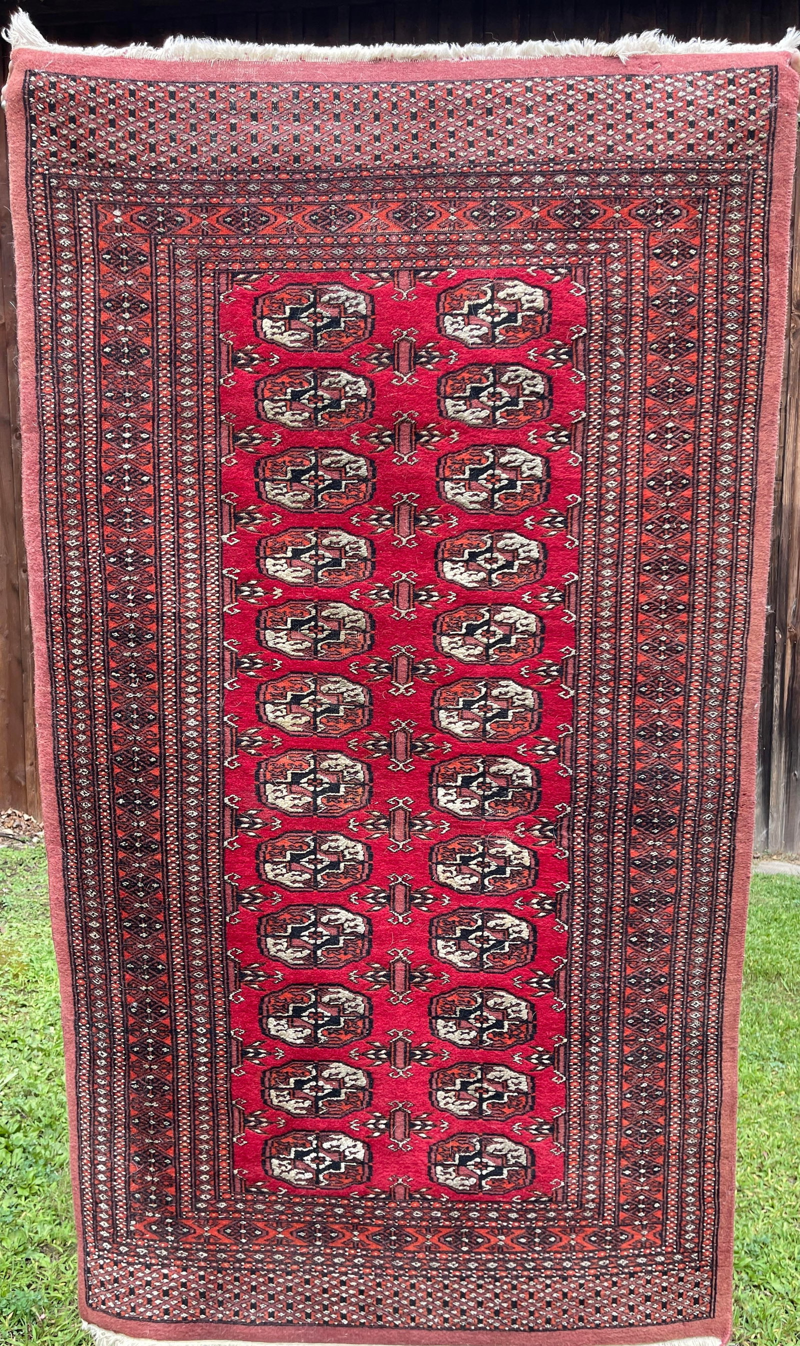 Vintage Persian Bokhara: Nice condition, very finely woven. No major wear or damage. 5'4" x 3'