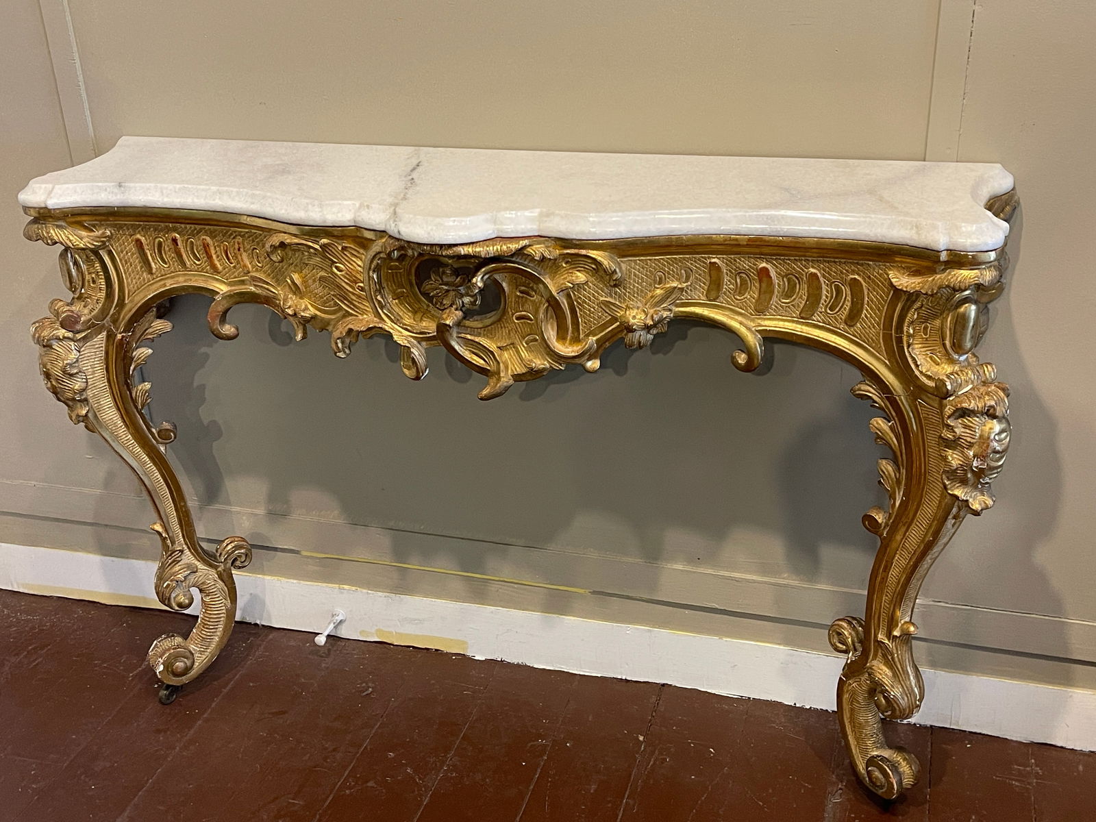 Antique French Carved Giltwood Console Table (1 of 8)