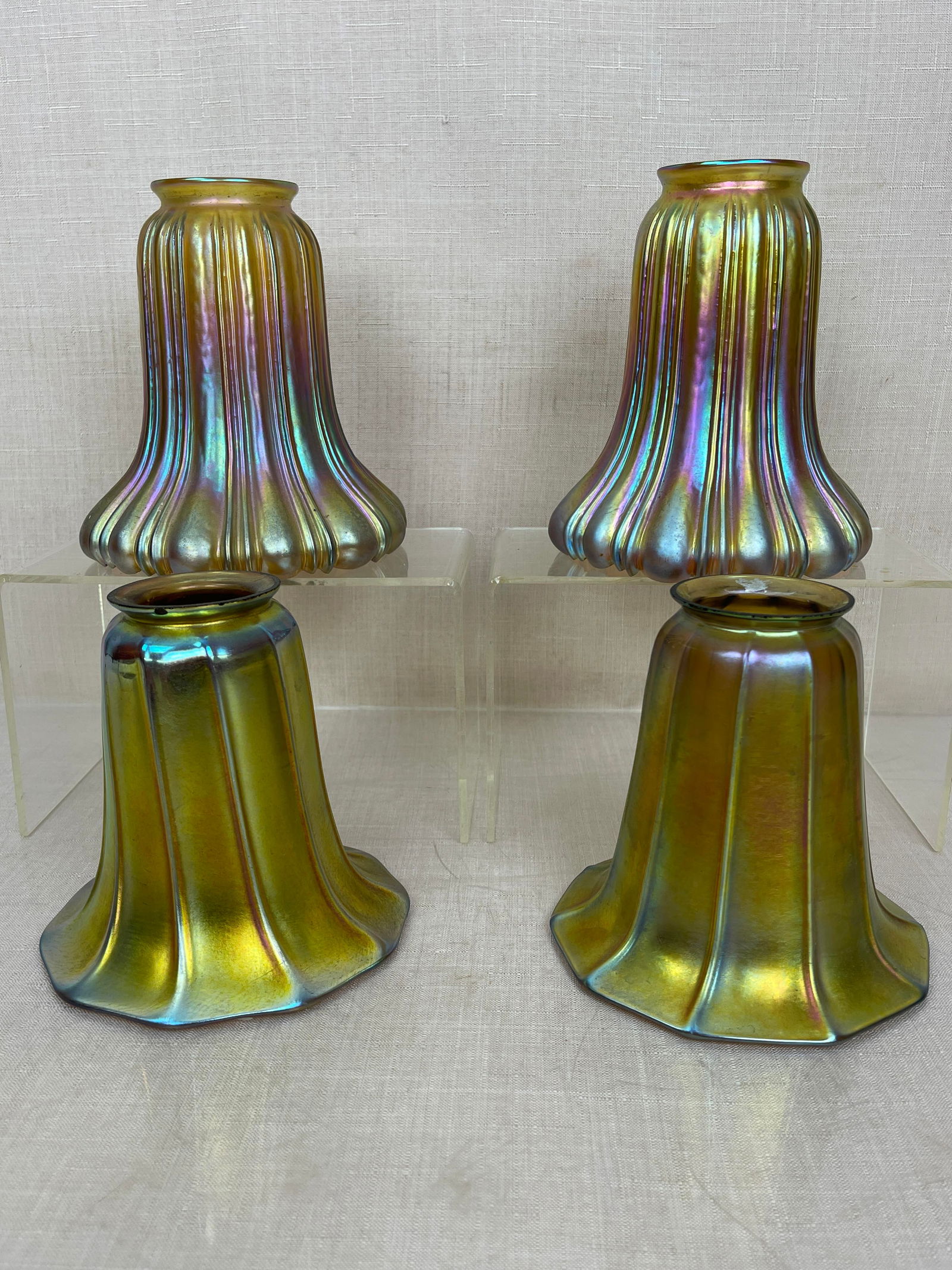 Assortment of Steuben Iridescent Aurene Shades (1 of 10)