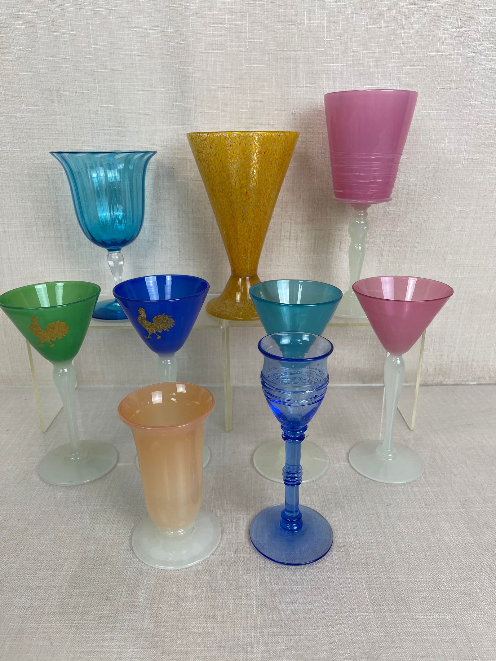 Steuben and Steven & Williams Stemware: Good condition, no cracks or breaks. Ht: 7.75" max.