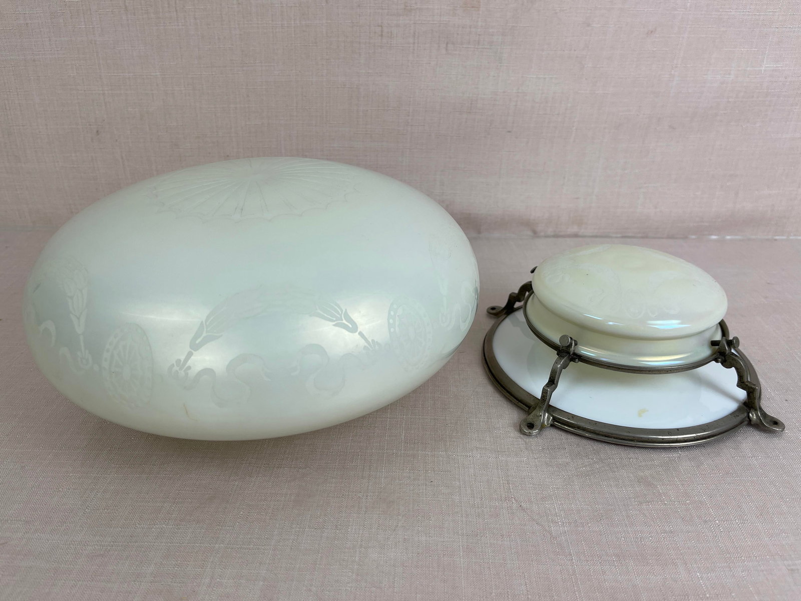 Steuben Opalescent Acid Etched Shades & Fixture (1 of 15)