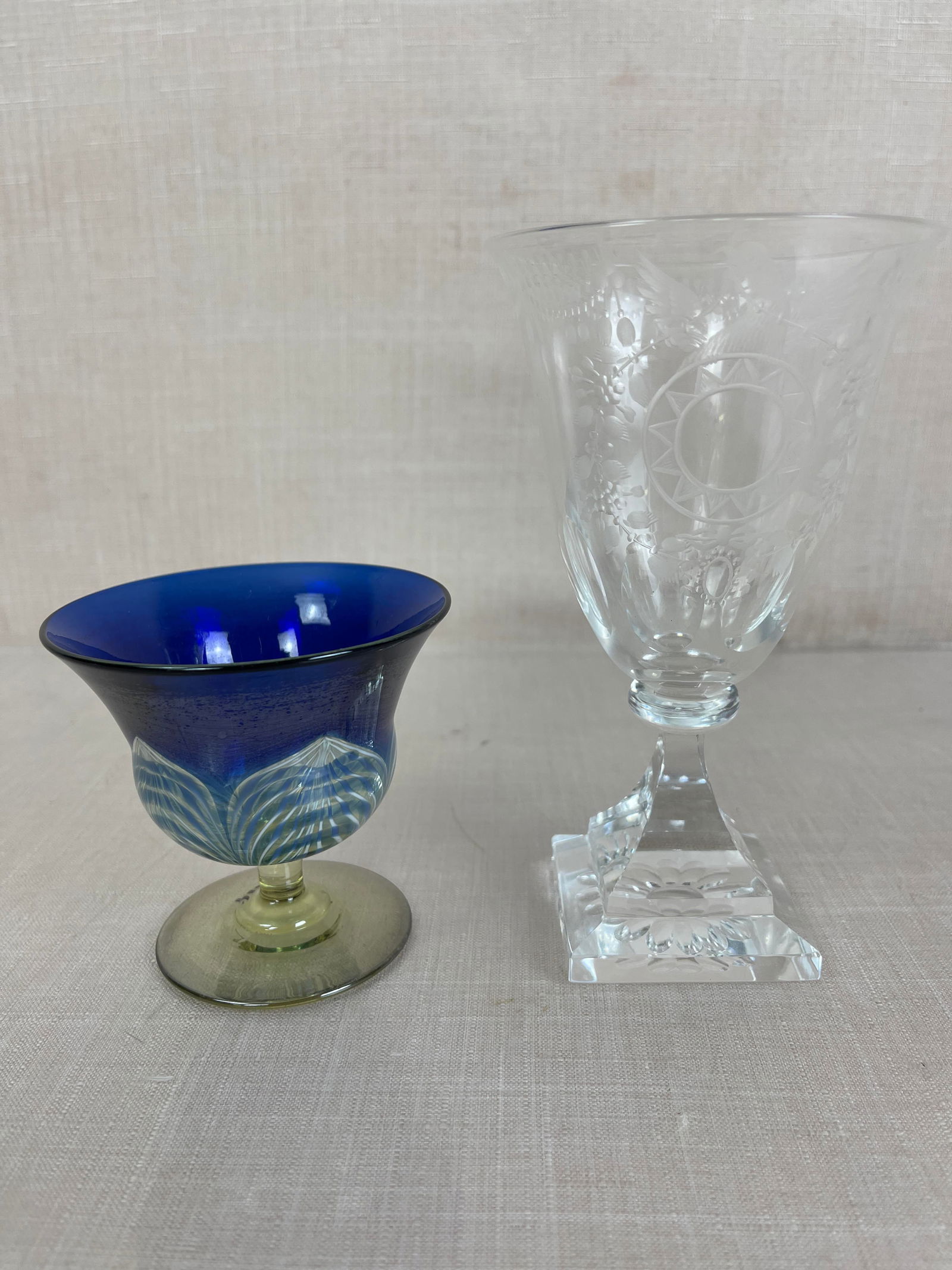 Durand Art Glass & Crystal Goblet (1 of 4)
