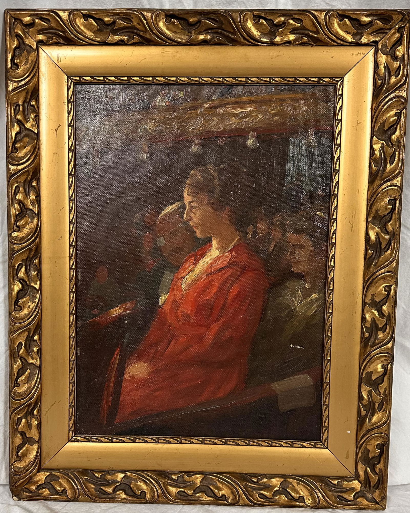 Painting of a Couple At Theater or Opera Early 20th Century (1 of 4)