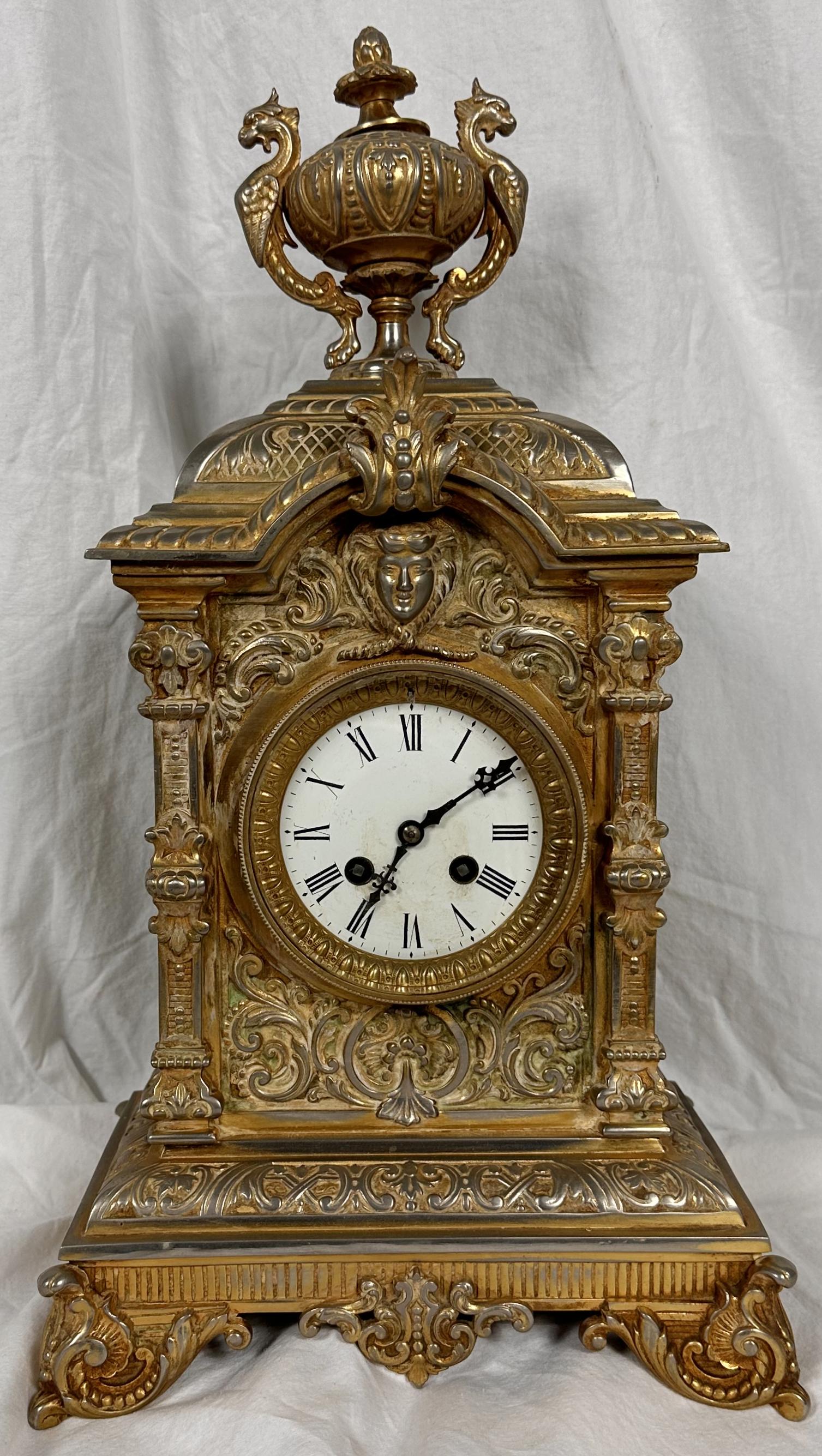 A Chapus 19th Century Belle Epoque Period Silvered Bronze French Clock (1 of 9)
