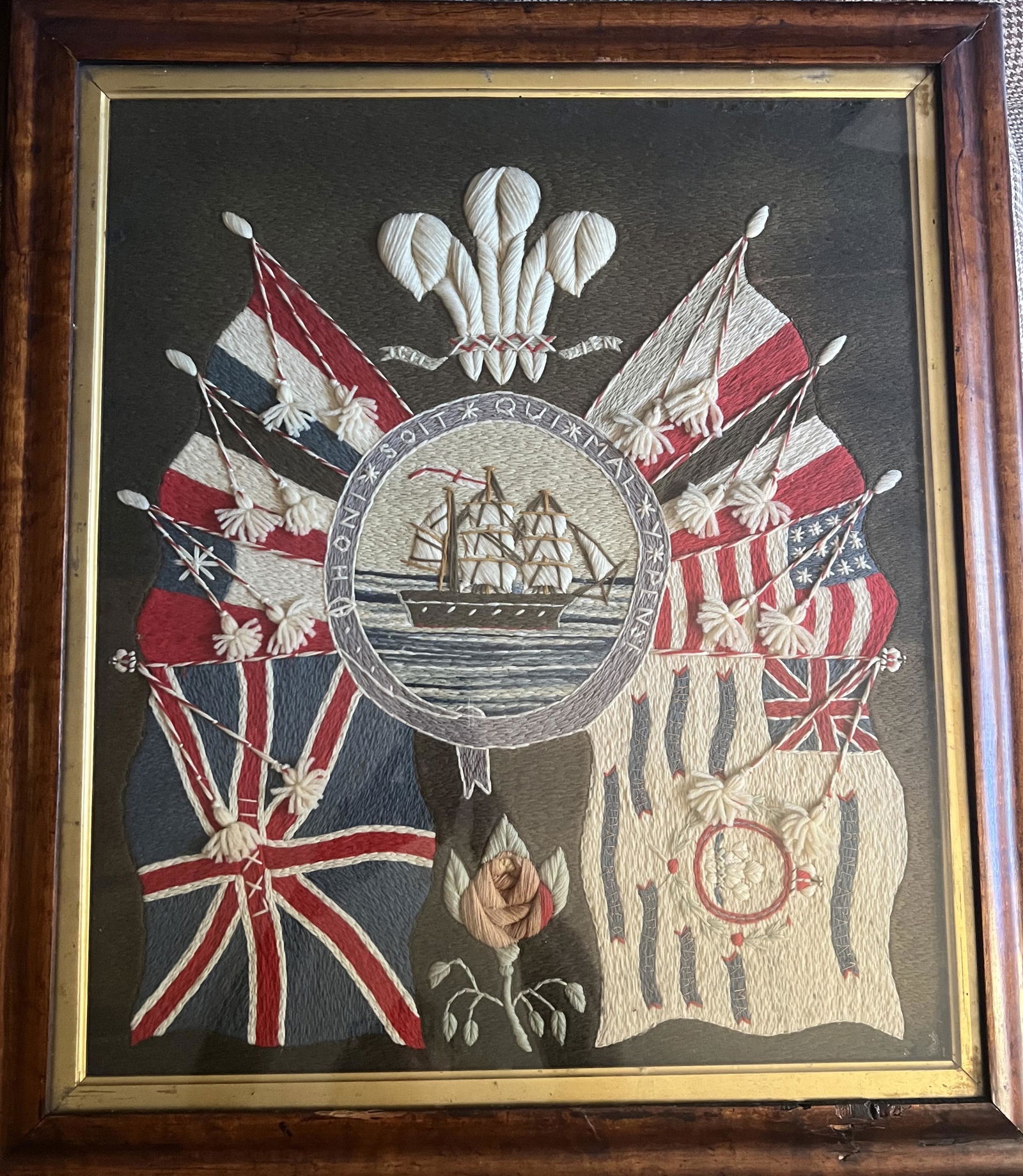 19th Century wool embroidered British Royal Navy woolie (1 of 6)