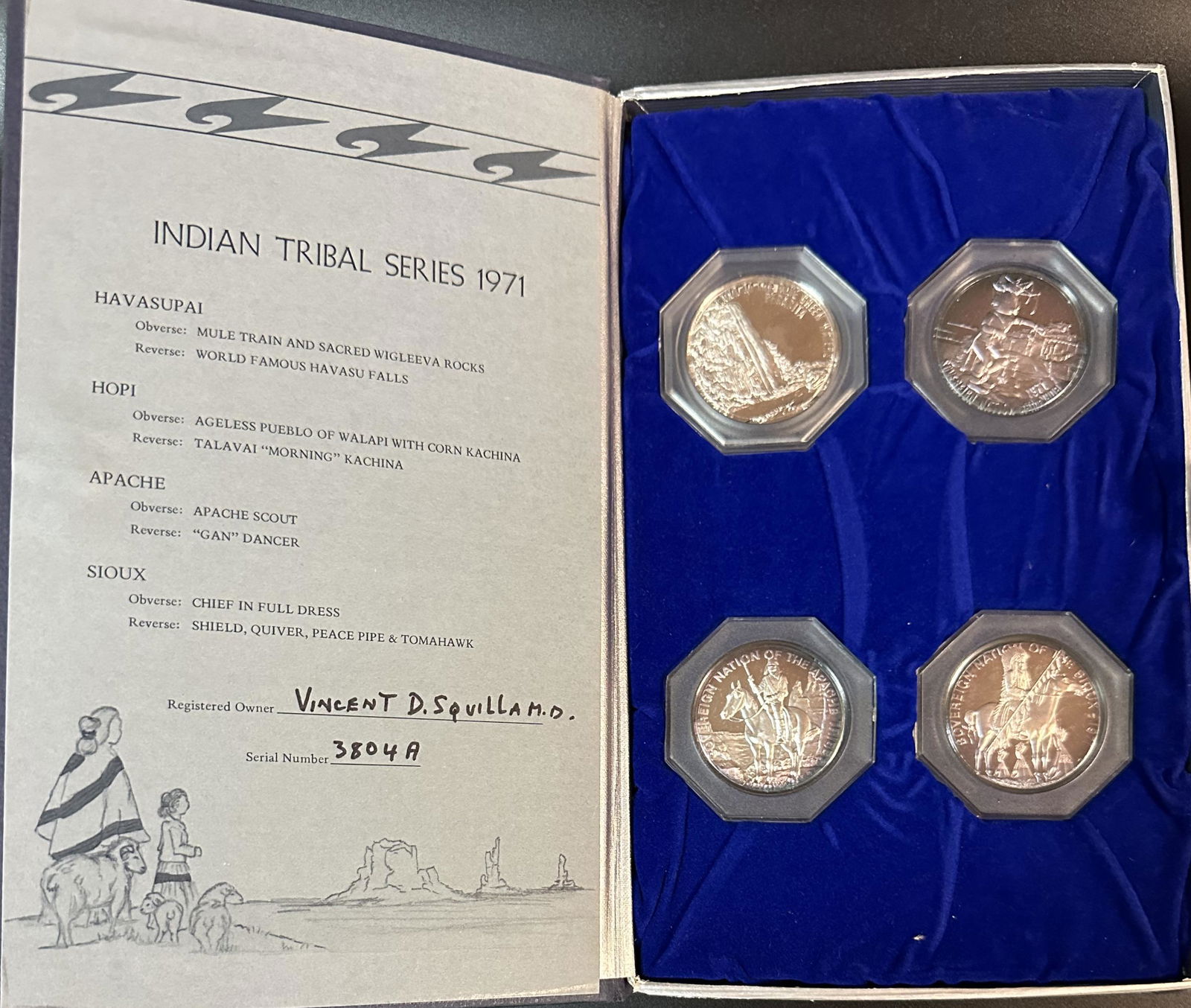Four .999 Silver Medallions Indian Tribal Series 1971 (1 of 4)