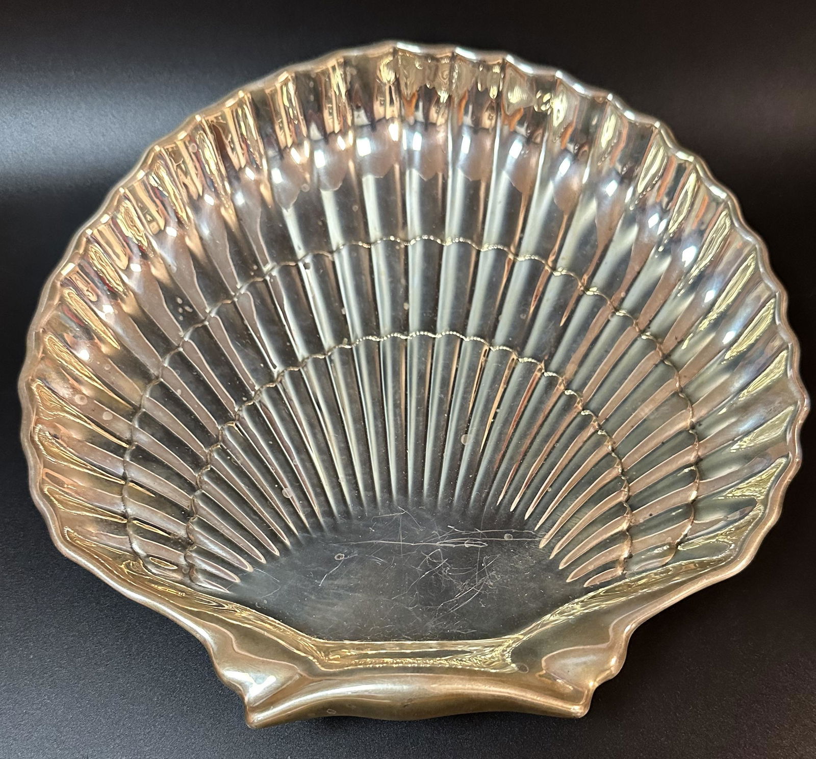 Large Gorham Sterling Silver Shell Form Dish About 9 X 9