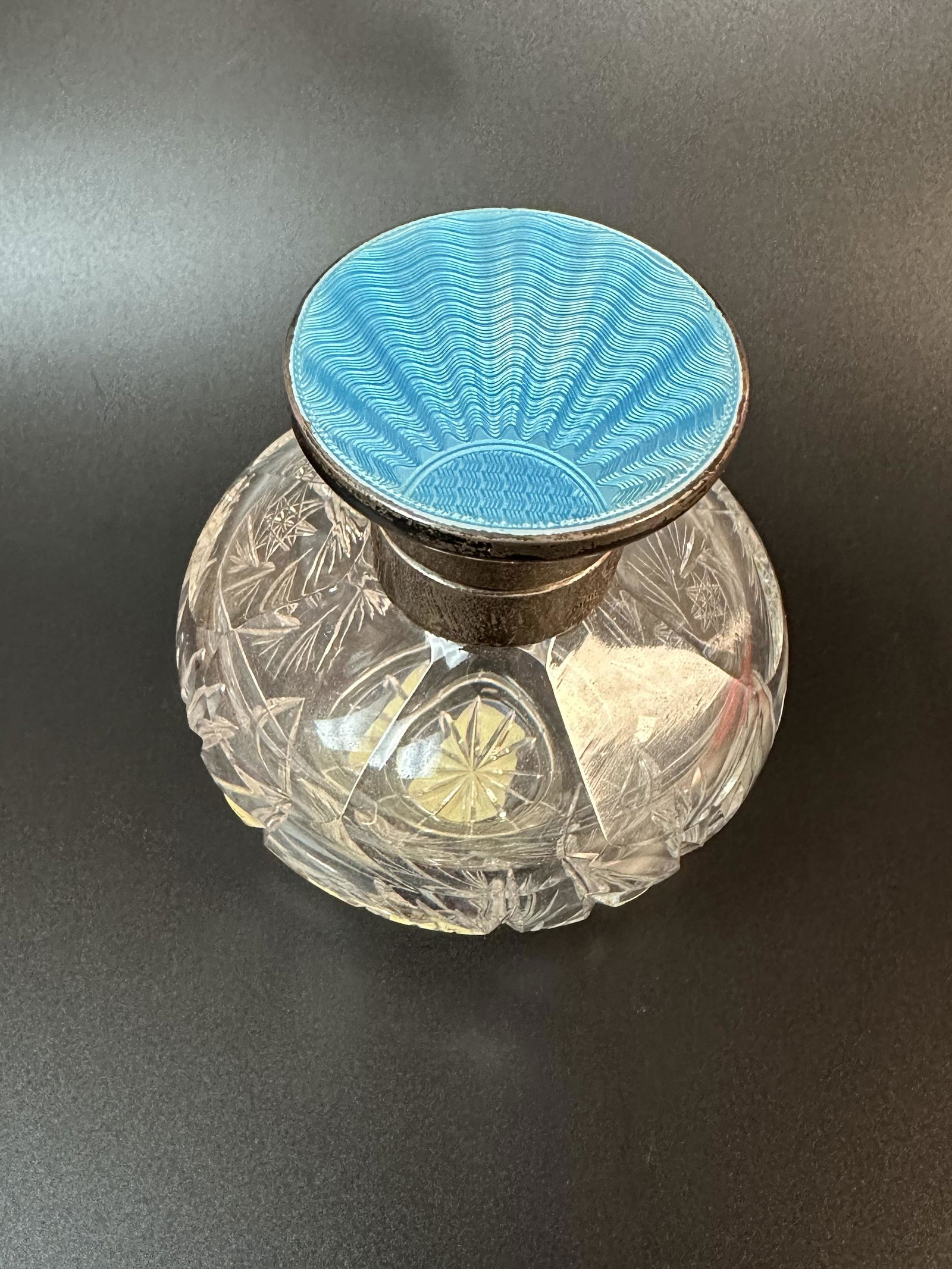 1931 Sterling Silver & Enamel Topped Perfume Bottle (1 of 6)