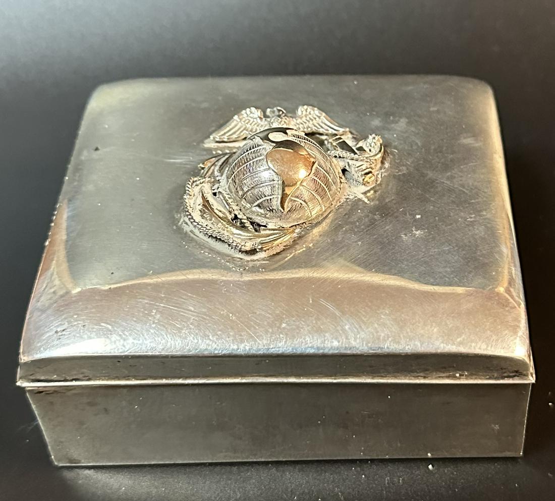 Sterling Silver Marine Corps Wood Lined Box (1 of 7)