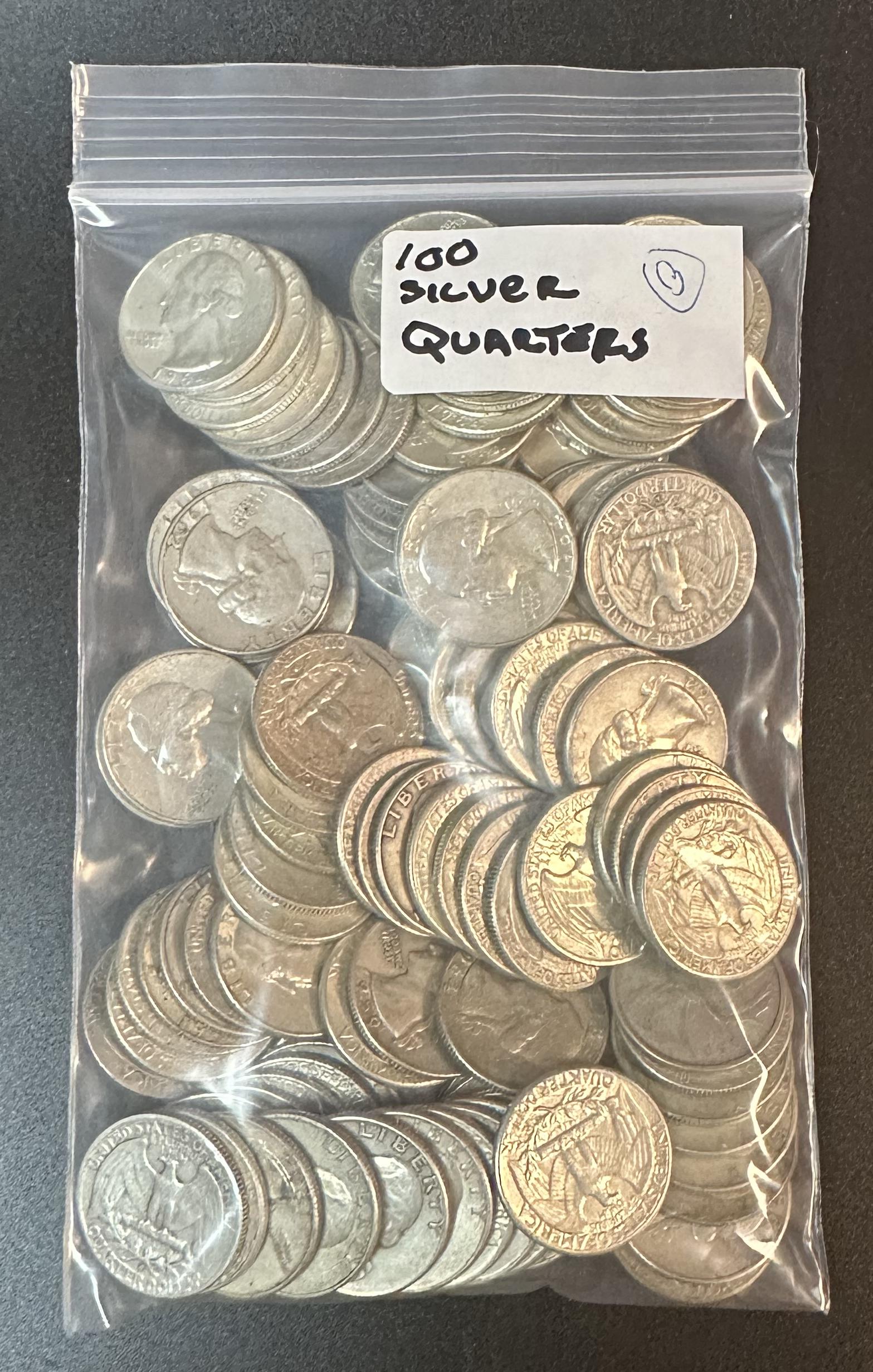 100 Silver Washington Quarters 1964 and Earlier  Group B (1 of 2)