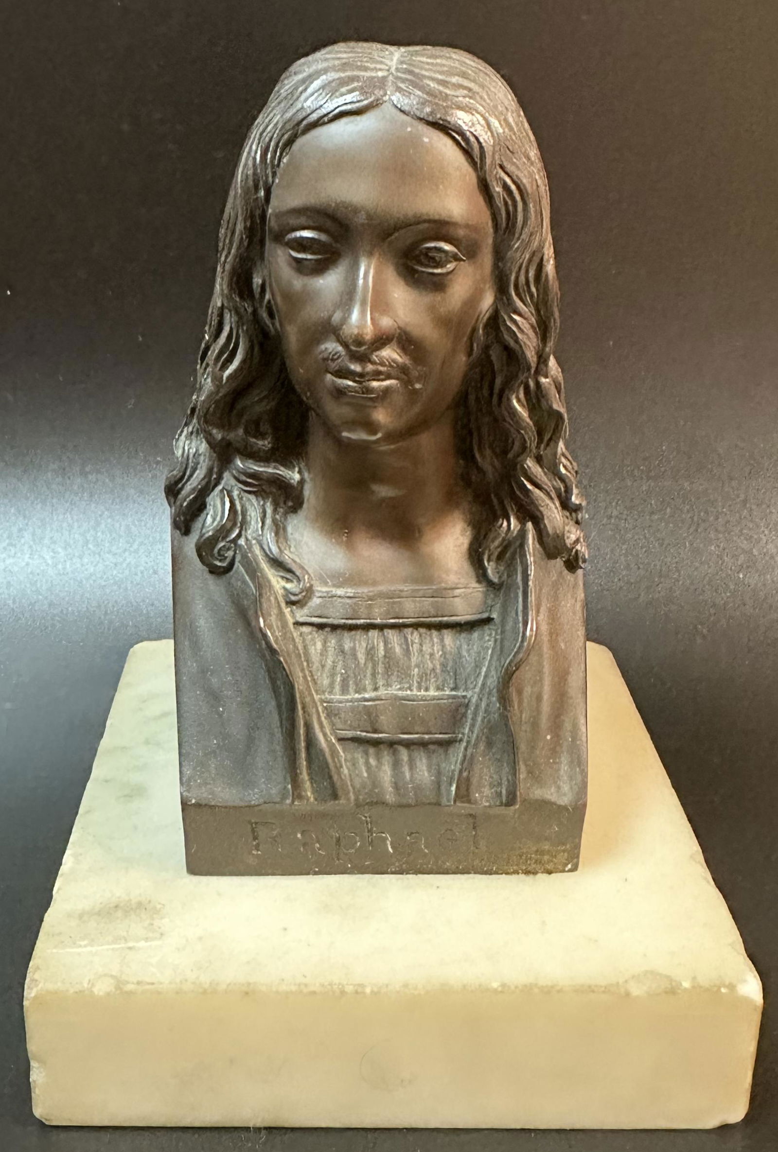 Bronze Bust of Raphael Marked Chardigny 1855 on Marble (1 of 7)
