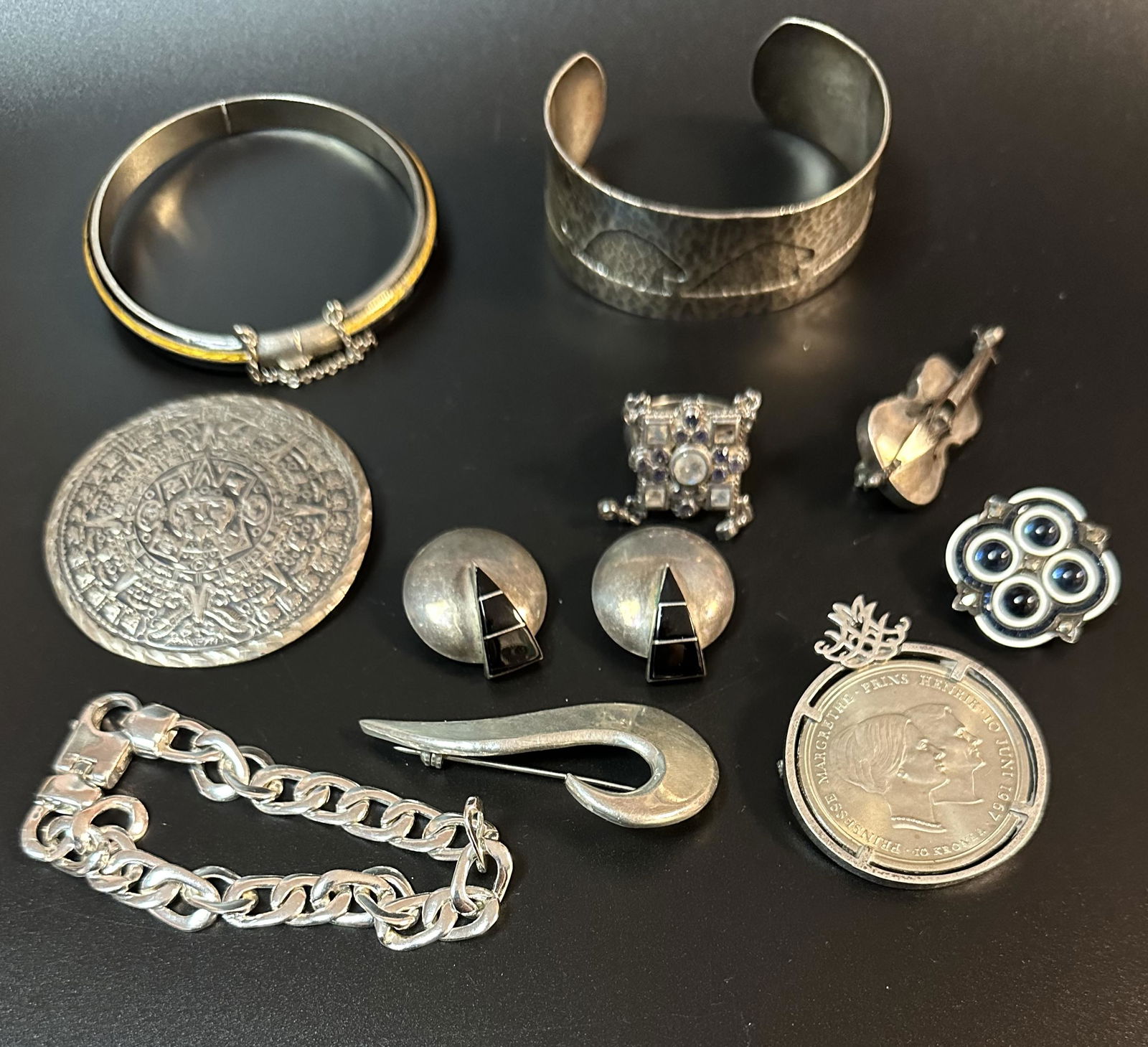Misc Silver Jewelry and Items Lot C - Bracelets and Brooches (1 of 6)