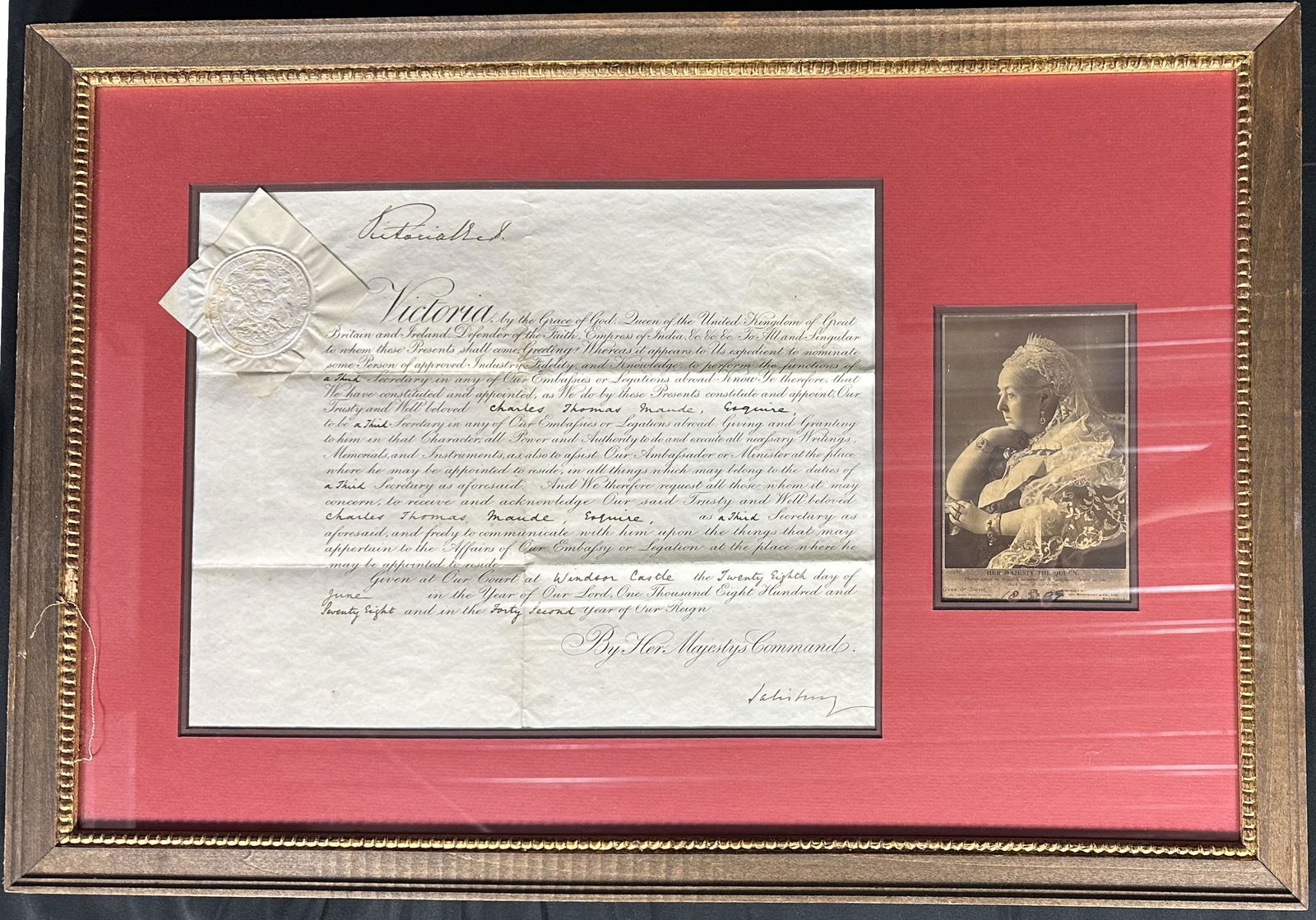 Signed Queen Victoria Royal Appointment with Seal in Frame (1 of 6)