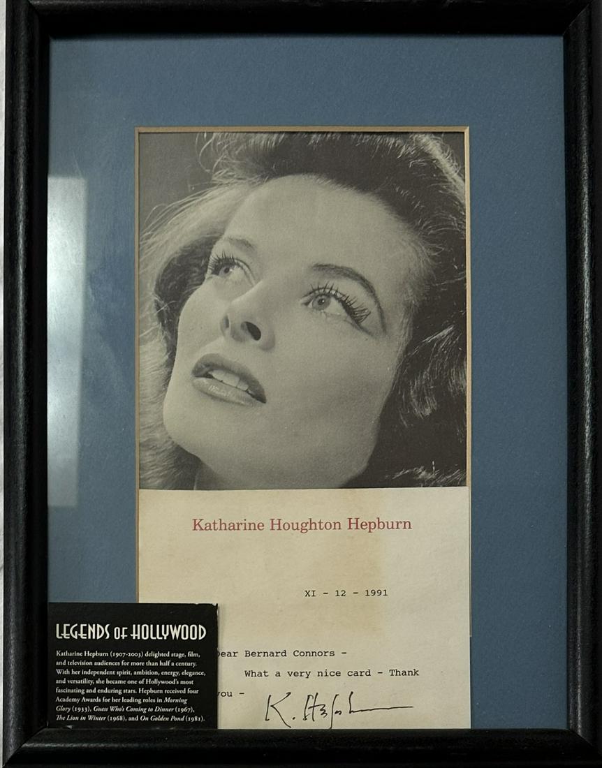 Katherine Hepburn Signed Note on Letterhead, Framed with Photo (1 of 2)