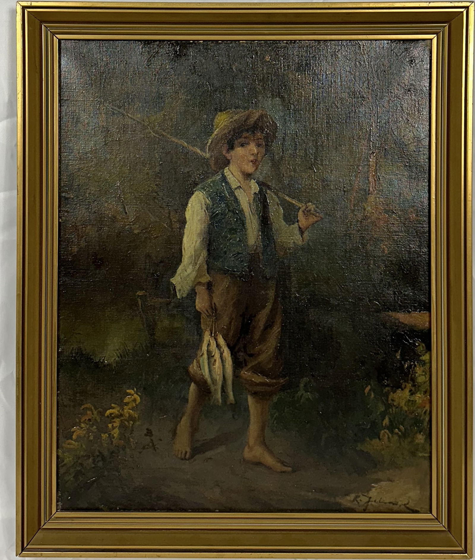 Rudolph Jelinek Oil on Canvas Boy gone Fishing (1 of 5)