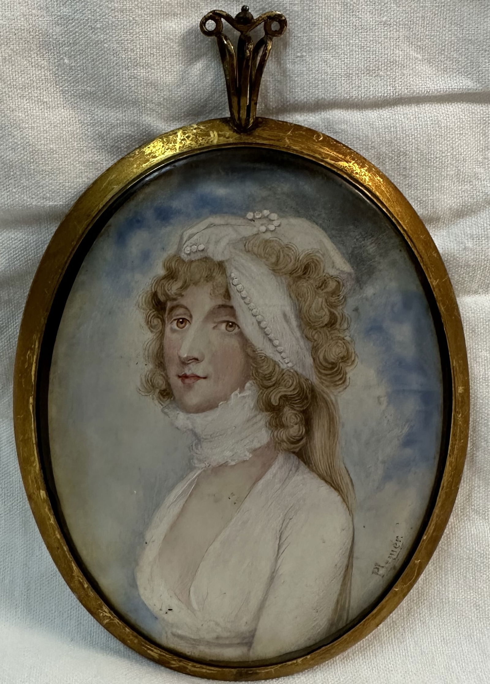 Miniature Portrait of a Lady in Brass Frame (1 of 3)