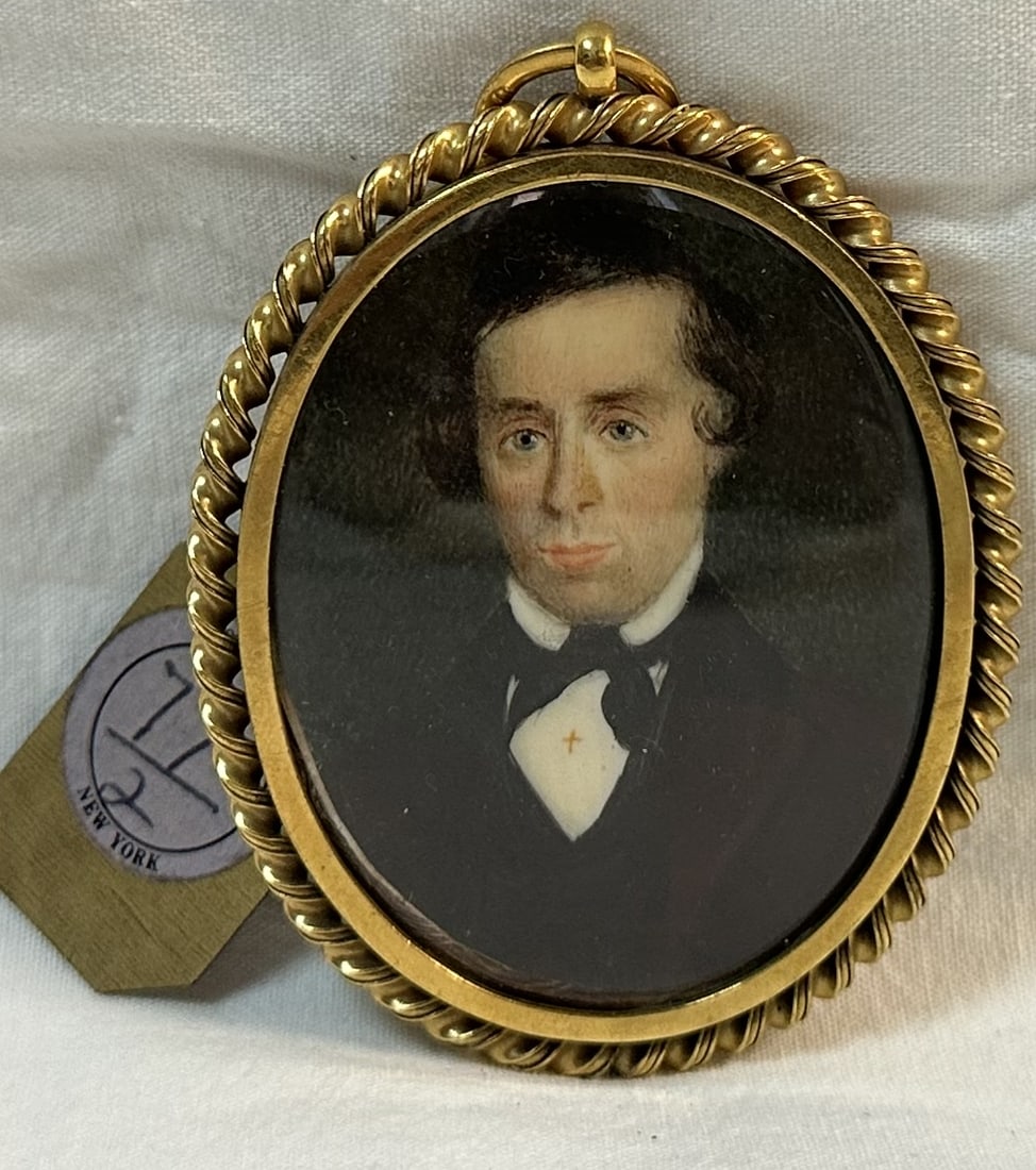 Miniature Portrait Memento Mori Brass Frame - ex-Sotheby's (1 of 5)