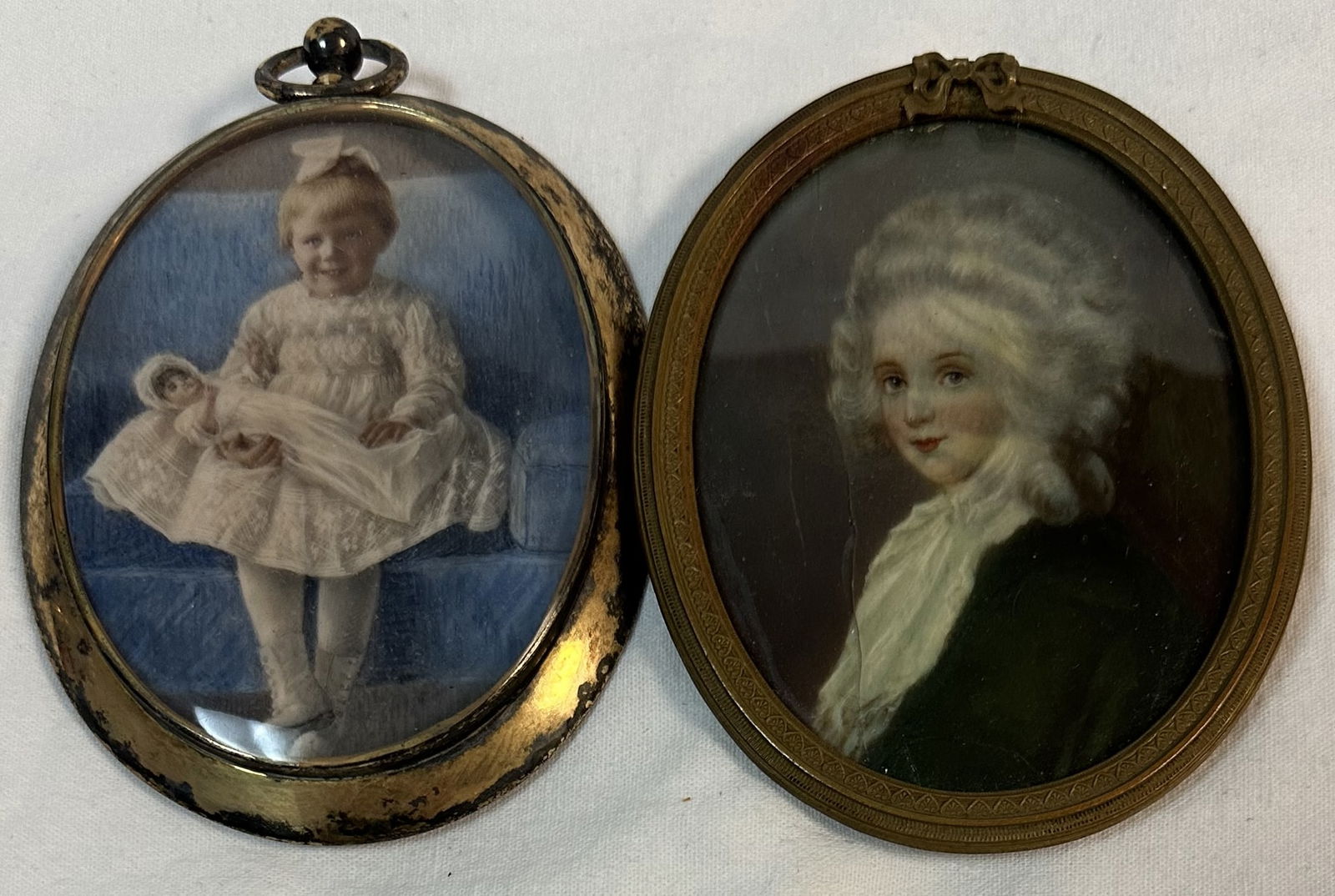 Two Oval Miniature Portraits including Child with Doll (1 of 4)