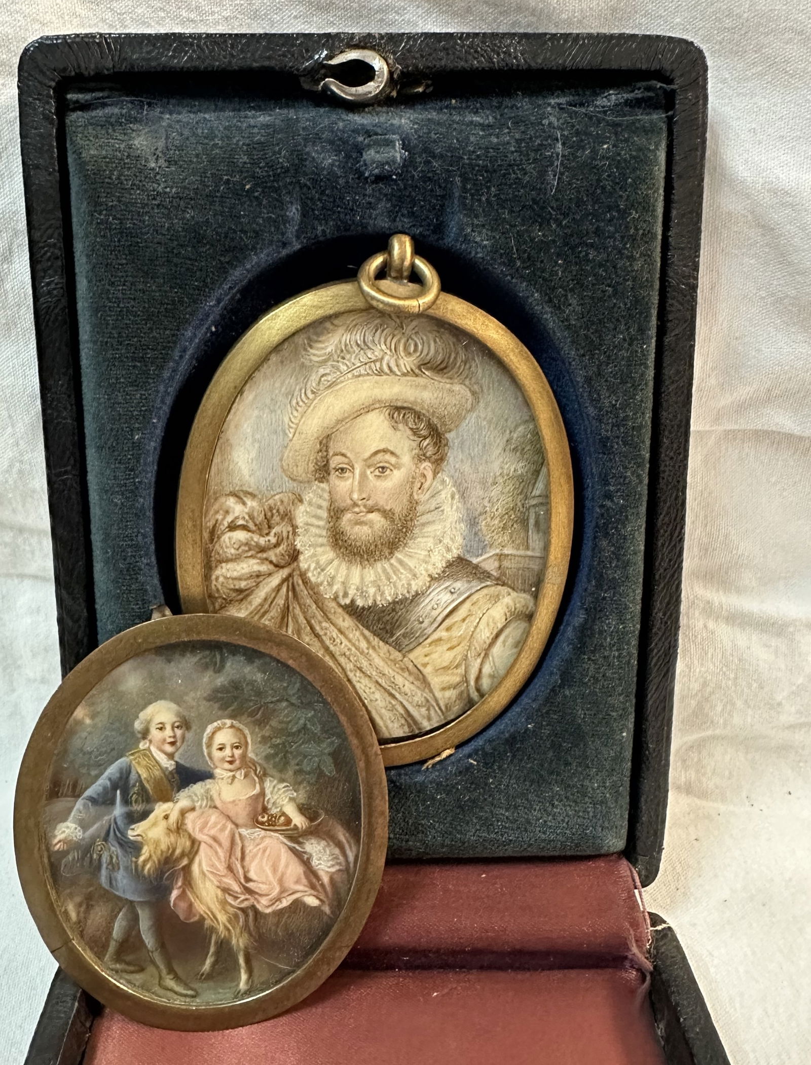 Two Miniature Portraits-King Henry VIII and 18th Cent Children with Goat (1 of 3)