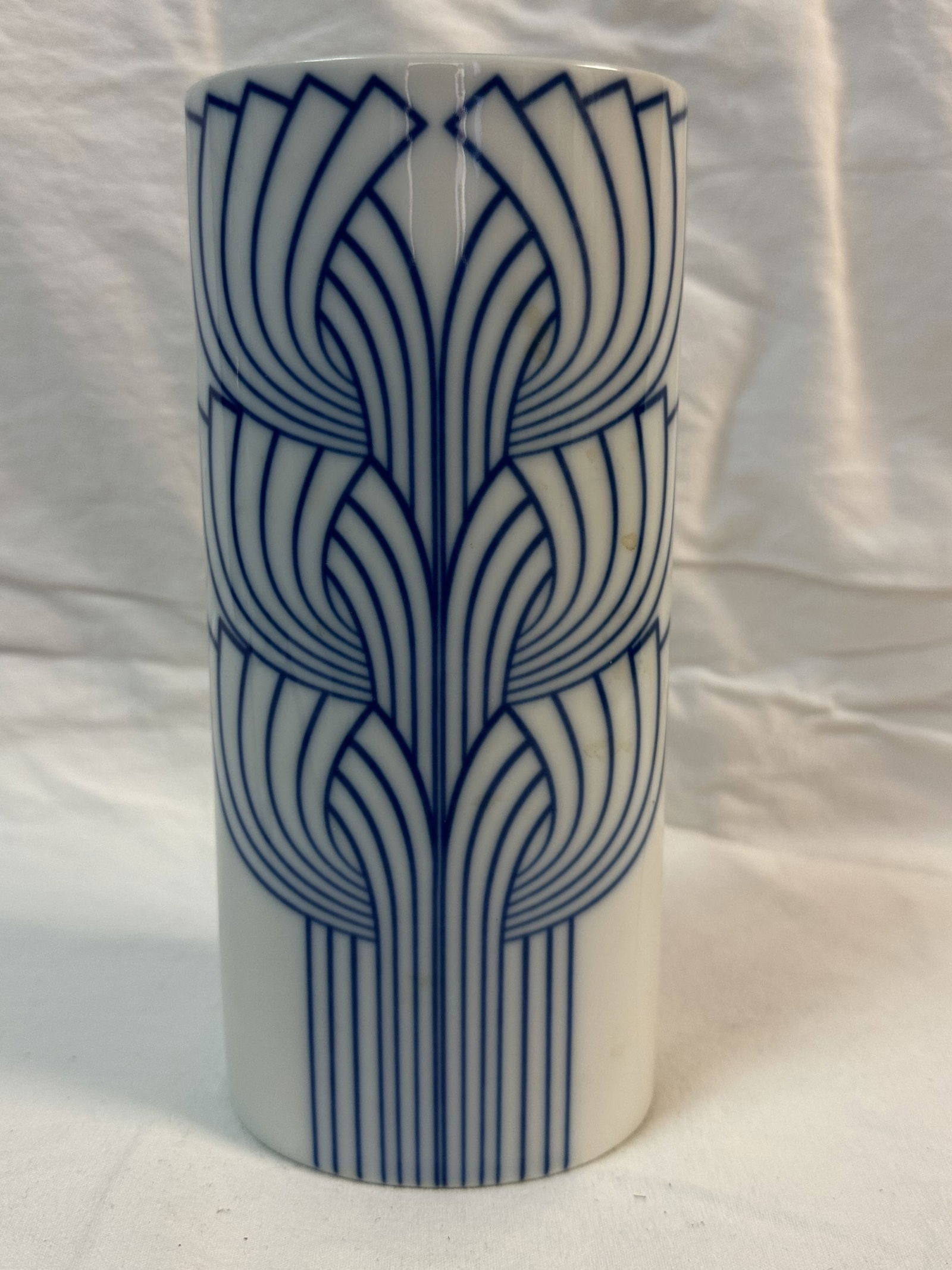 Rosenthal Porcelain Vase Blue Line Modernist Design (1 of 6)
