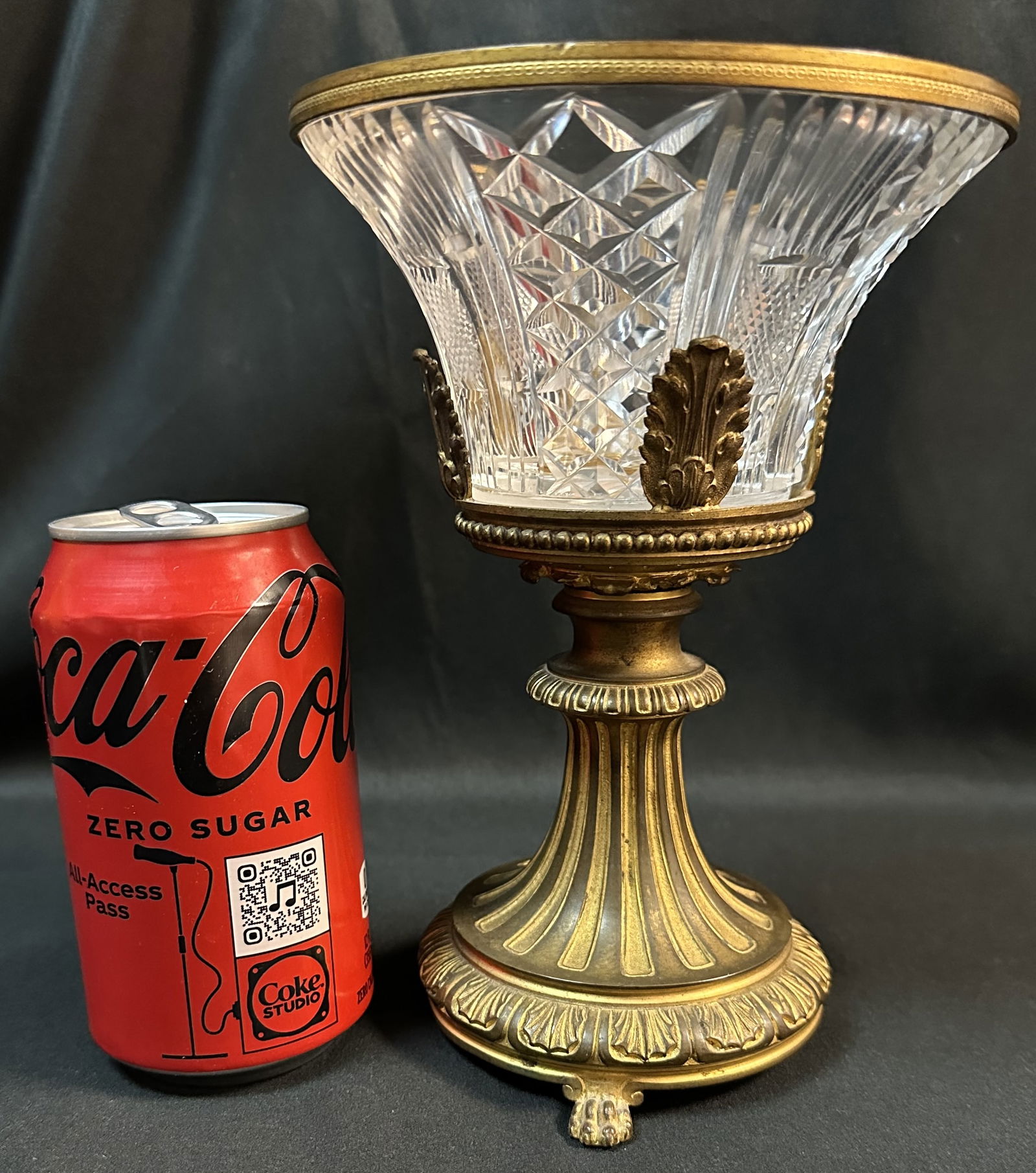 Antique French Cut Glass Ormolu Compote (1 of 7)