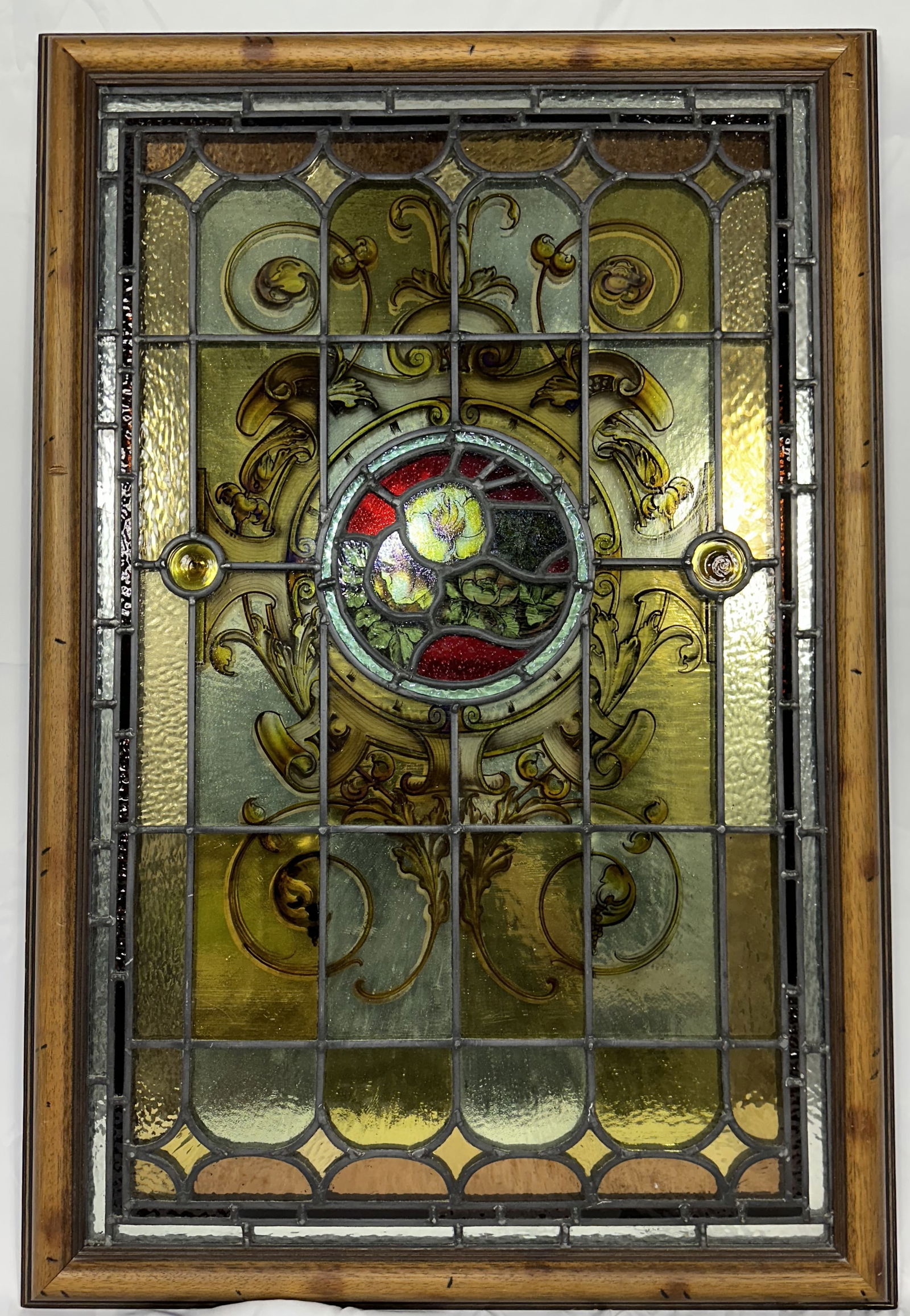 Framed Large Stained Glass Panel with Mirrored Back (1 of 9)