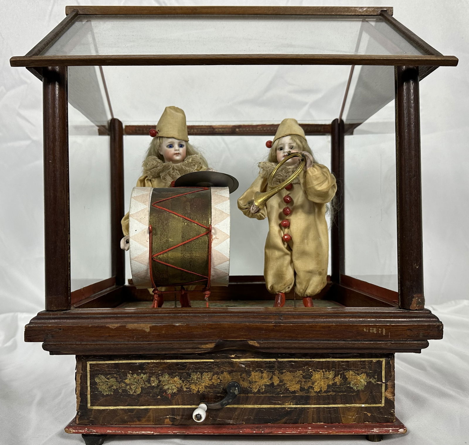 1880s Manivelle Automaton Two Figures Playing Instruments Bisque Heads/Hands (1 of 9)