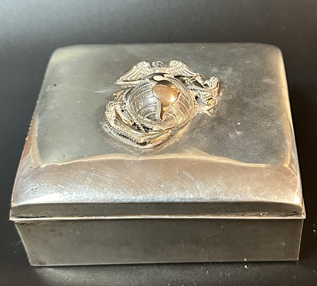 Sterling Silver Marine Corps Wood Lined Box (1 of 6)