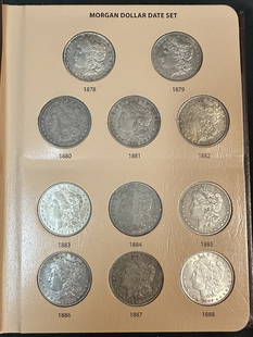 Morgan Silver Dollar Date Set Complete in Book - 32 coins including CC: Got another one for this auction! For those that don’t have the patience to search out the coins yourself, here is a complete date set of 32 Morgan silver dollars including one from each year and on