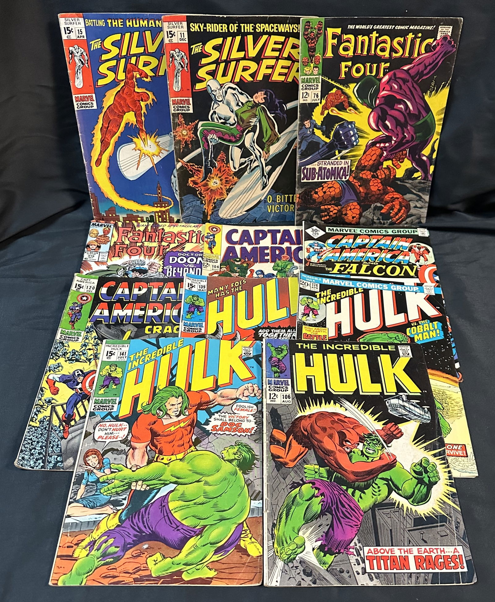 Marvel 12c and 15c Superhero Comic Books Silver Surfer, Fantastic Four + (1 of 4)
