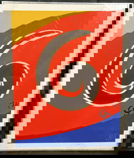 Alexander Calder Sky Swirl, Braniff Flying Colors suite Lithograph: Lithograph commisioned by Braniff International Airport in 1974 as part of the Flying Colors Collection, by American artist Alexander CalderAlexander Calder (July 22, 1898 – November 11, 1976) was a