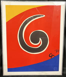 Alexander Calder Sky Swirl, Braniff Flying Colors suite Lithograph: Lithograph commisioned by Braniff International Airport in 1974 as part of the Flying Colors Collection, by American artist Alexander CalderAlexander Calder (July 22, 1898 – November 11, 1976) was