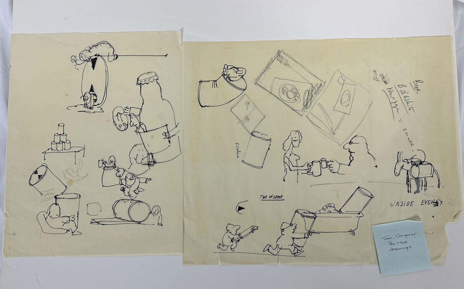 Thomas Ungerer Two Pages Pen and Ink Drawings (1 of 1)