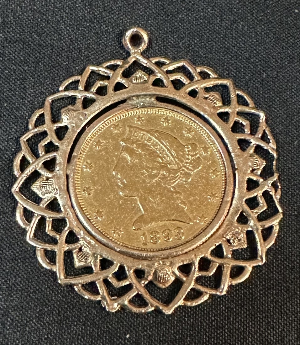 Gold Half Eagle $5 Gold Piece Pendant (1 of 4)