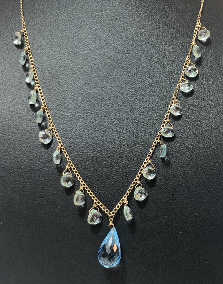 14k and Topaz Dripping Gemstone Necklace - Faceted Topaz Drops (1 of 6)