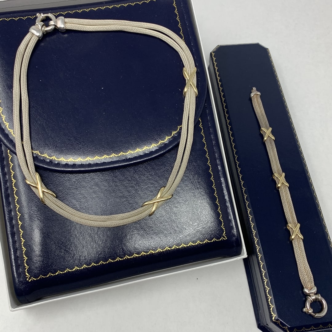 14k Silver Cross-Over Necklace Bracelet Set by Bailey, Banks and Biddle (1 of 8)