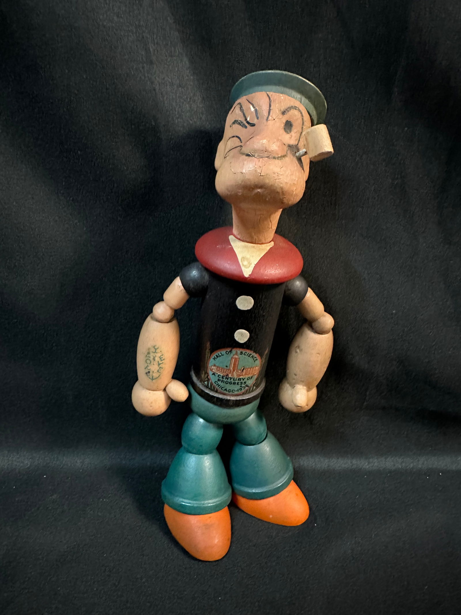 POPEYE WOOD and COMPOSITION JOINTED CHEIN DOLL 1933 (1 of 7)