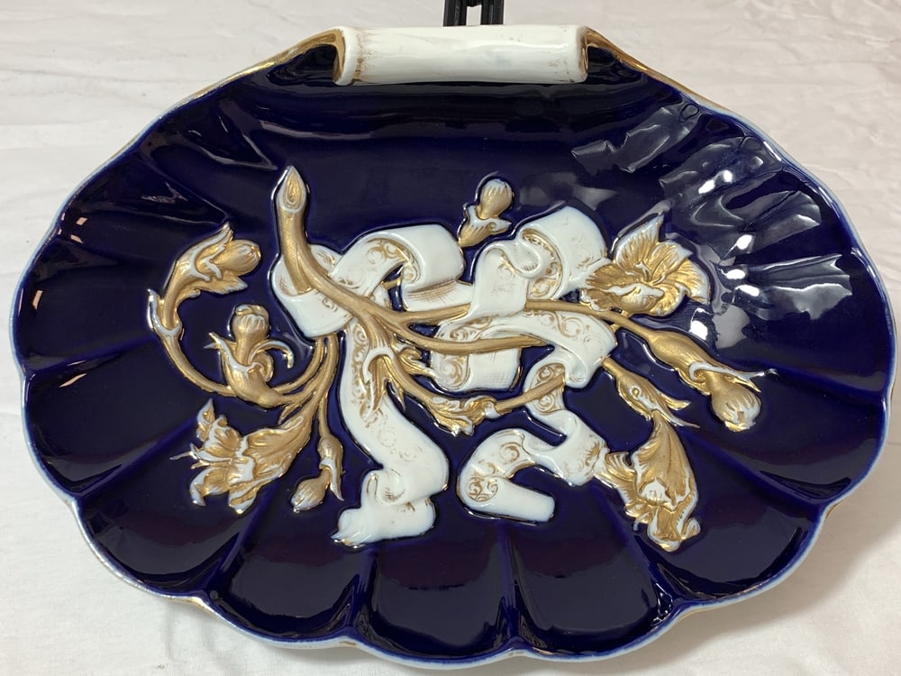 Meissen Blue Gold Antique Dish Platter 12 1/2 Inches Large Deep Well Marked (1 of 7)
