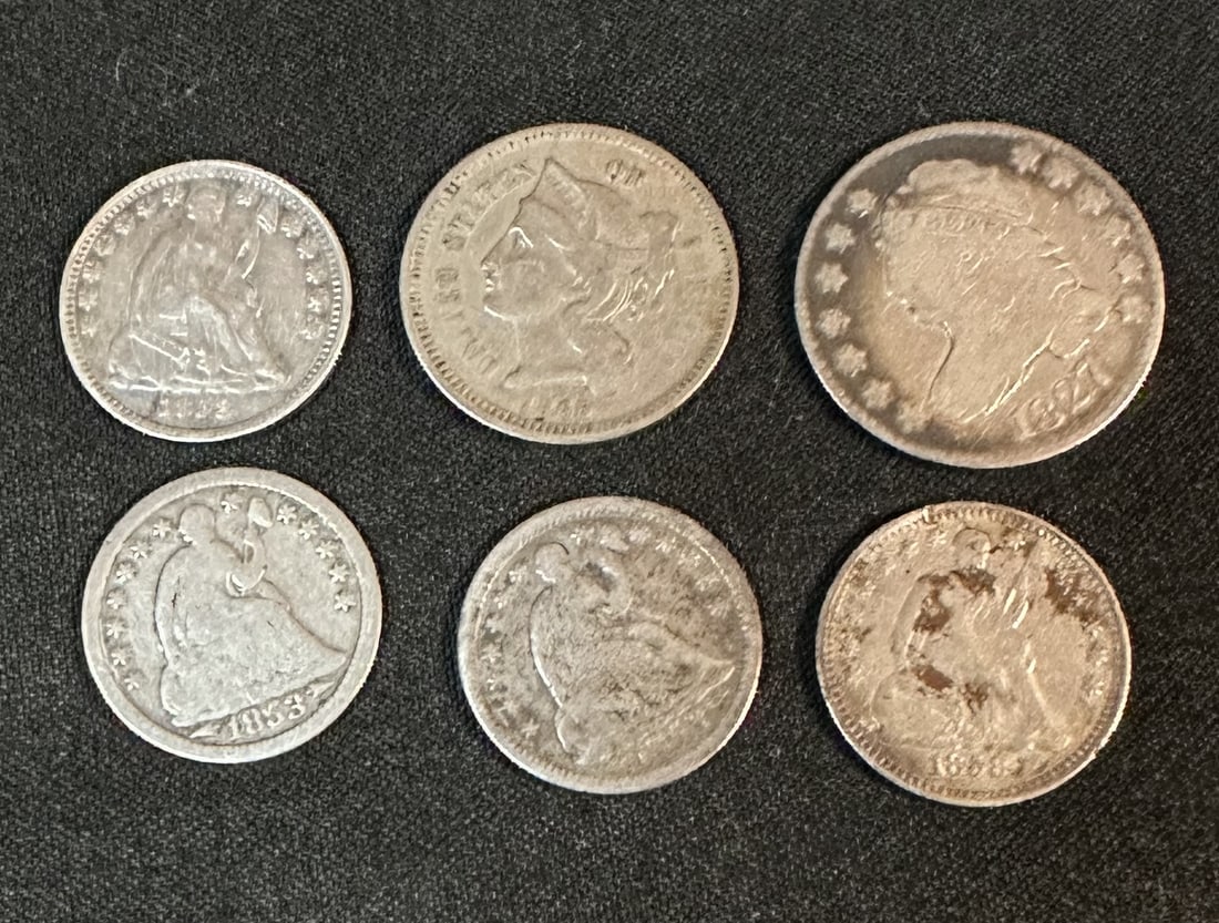 Six Early US Coins 1827-1865 (1 of 2)