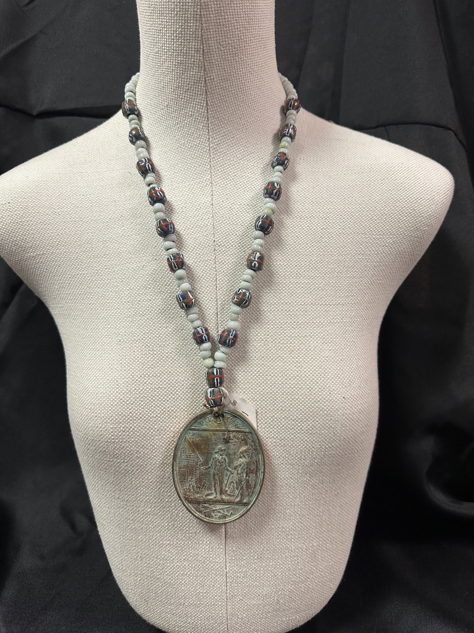 Hudson Bay - Bronze 1880 Peace Medal on a Trade Bead Necklace (1 of 8)