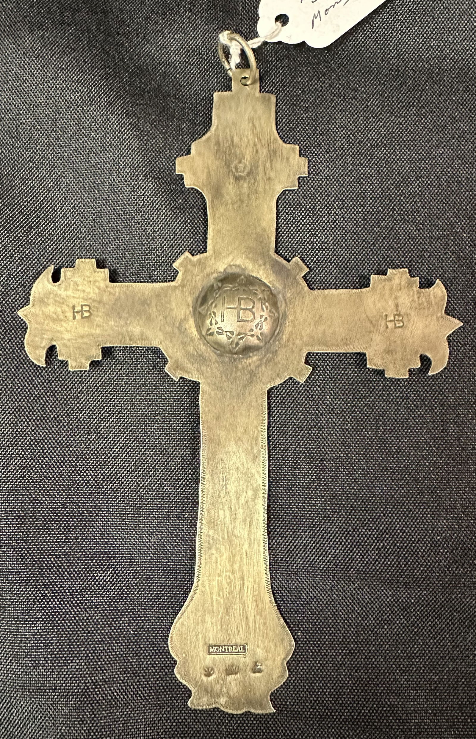 Hudson Bay - Huge Silver Cross Pendant with Central HB Logo Under Large Glass Bead (1 of 4)