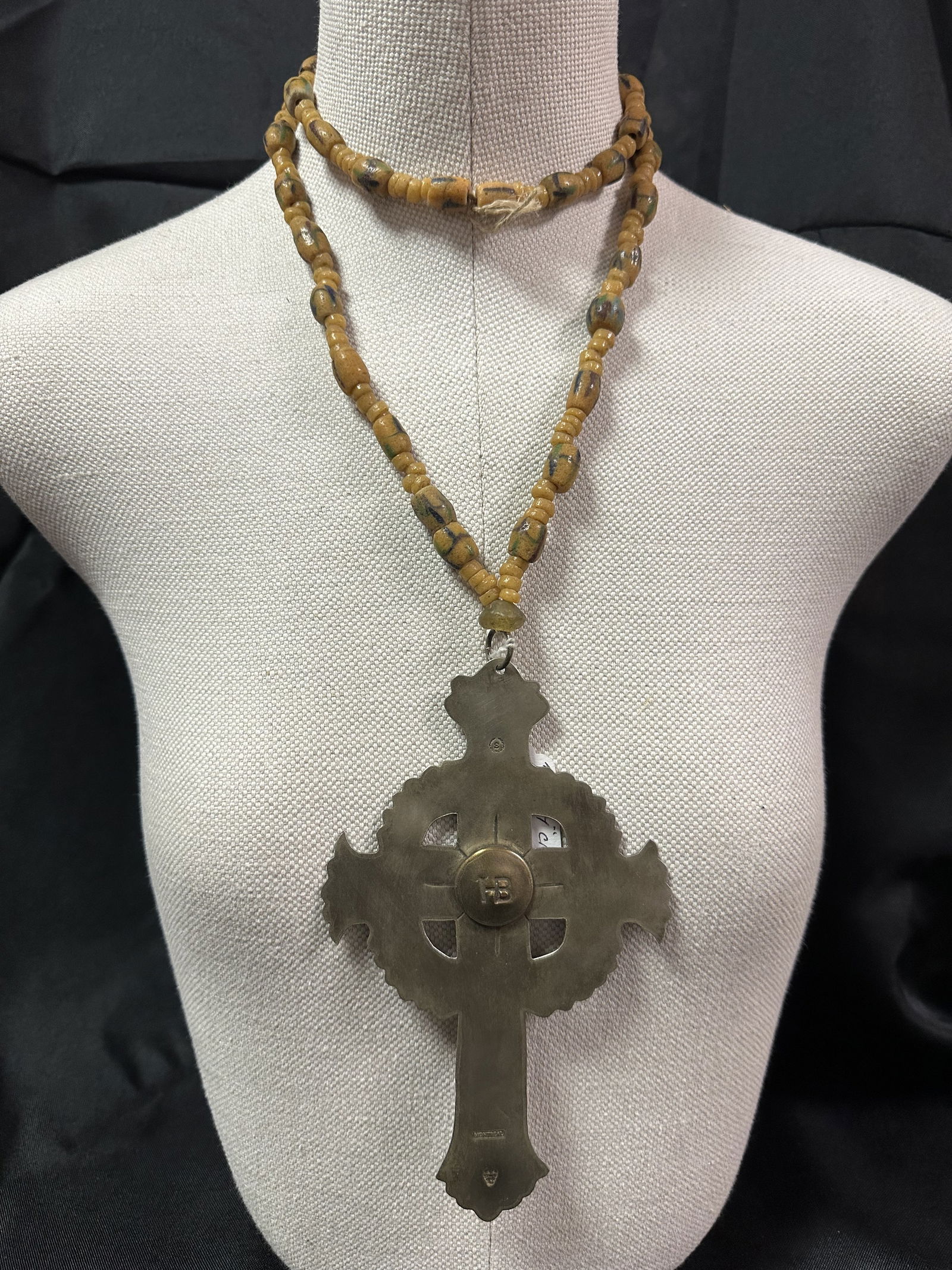 Hudson Bay - Large Silver Decorated Cross on a Trade Bead Necklace (1 of 8)
