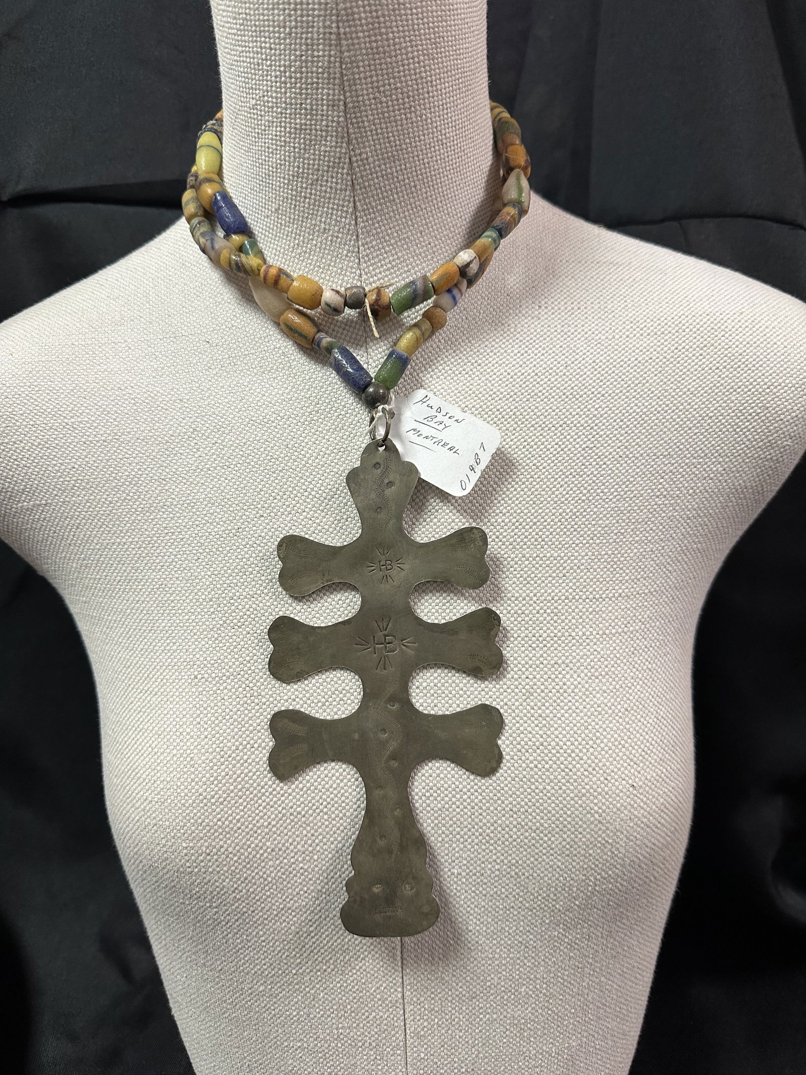 Hudson Bay - Silver Triple Cross on a Trade Bead Necklace (1 of 5)