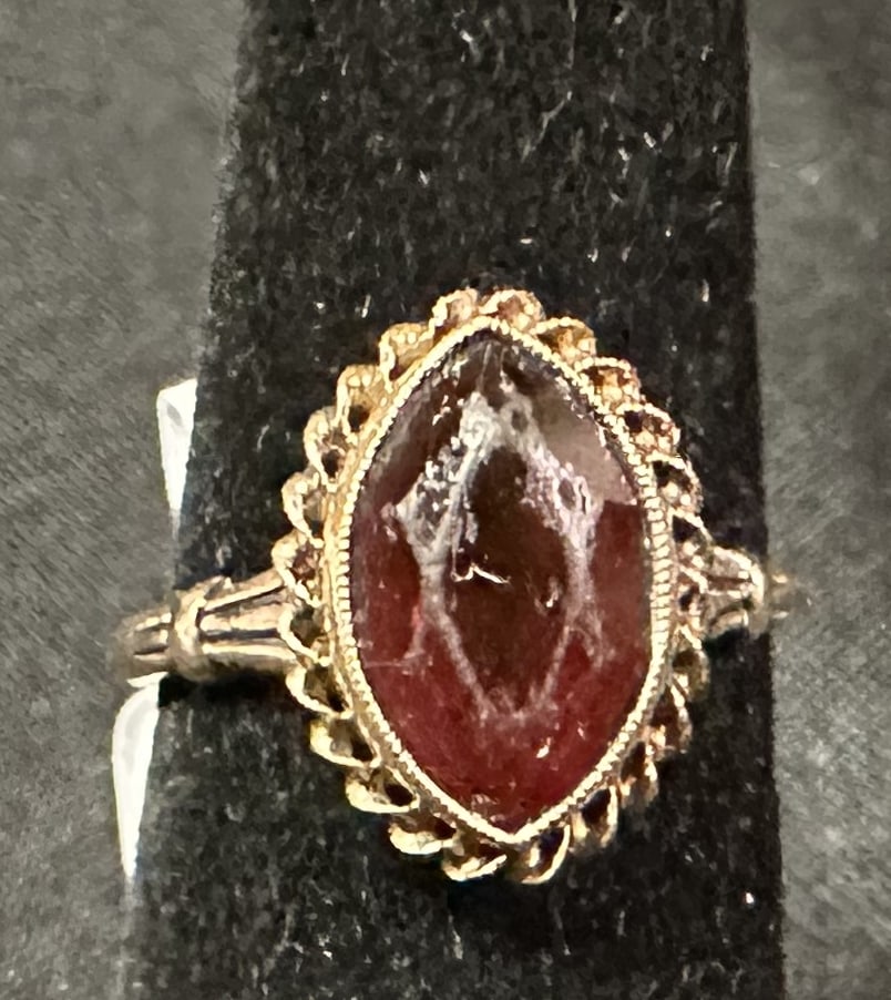 14k Yellow Gold Ring with Garnet Oval Center (1 of 4)