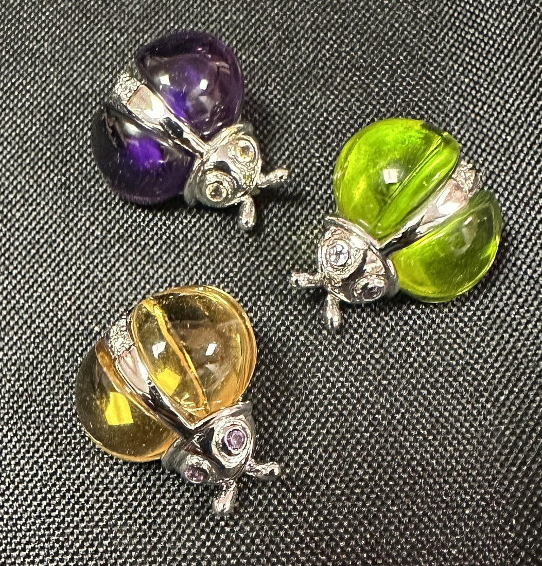 Three Silver and Crystal Lady Bugs (1 of 6)