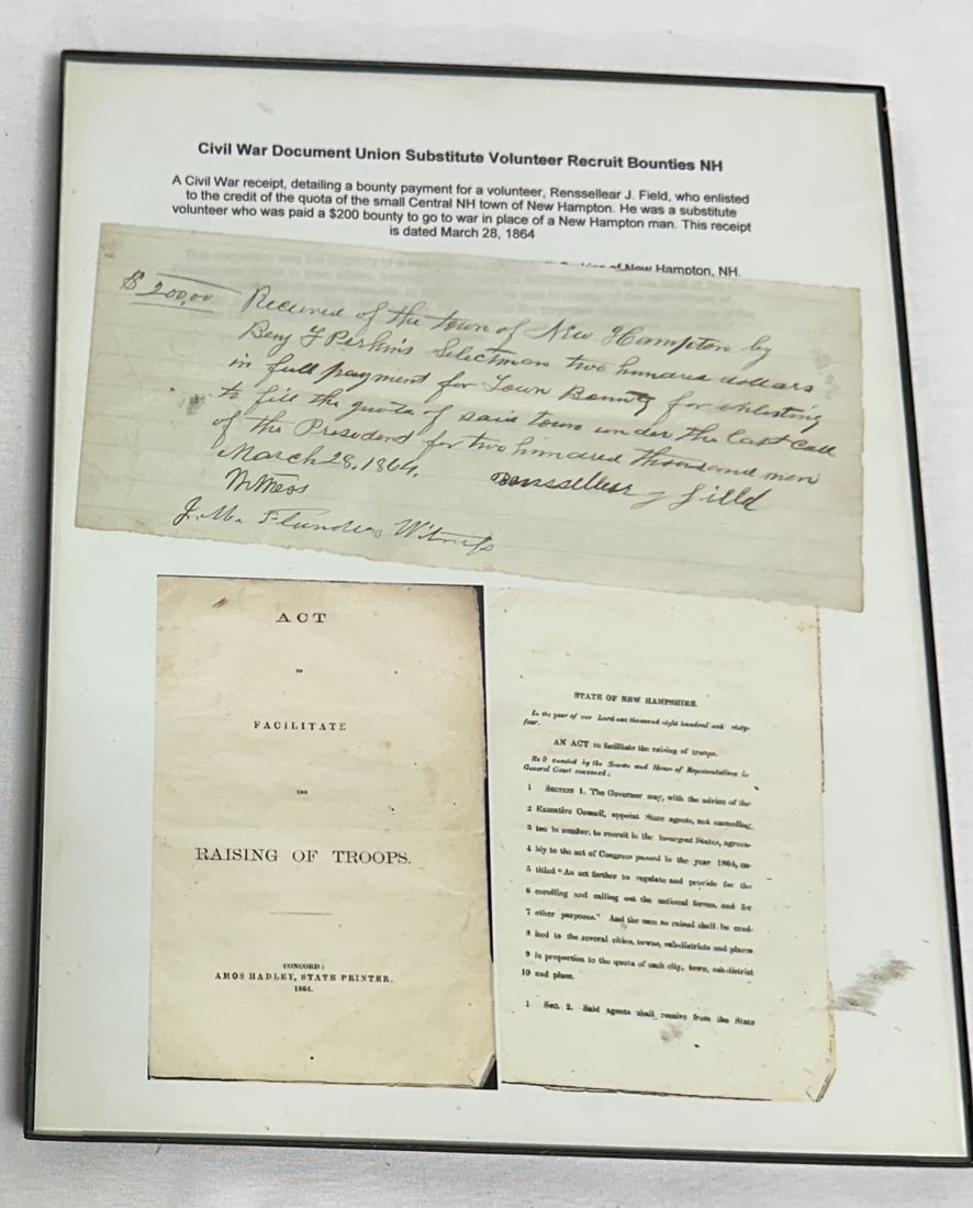 Civil War Lot 2 - Letter and Bounty Receipt (1 of 10)