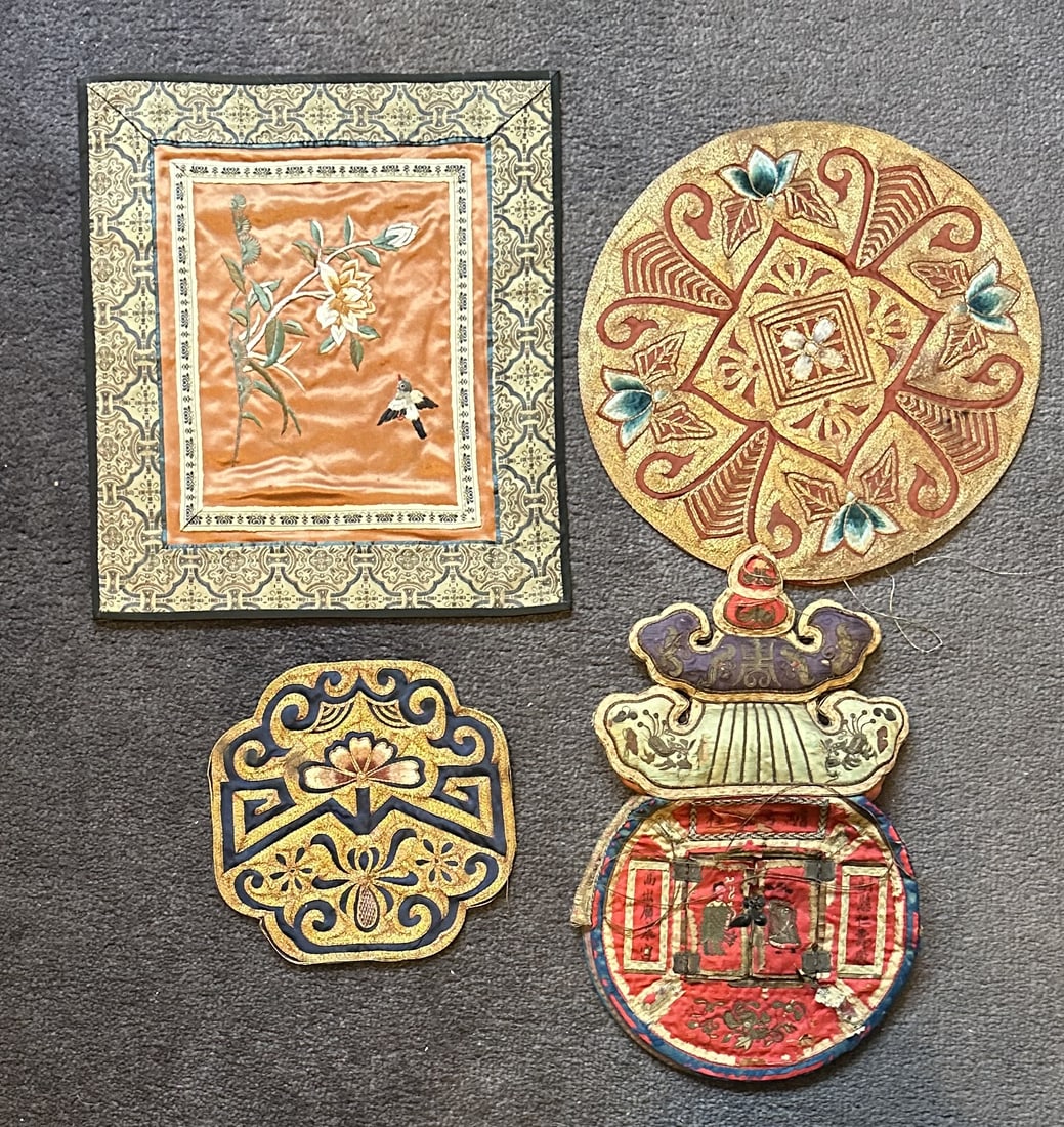 Group of 5 Chinese Silk Embroideries (1 of 9)